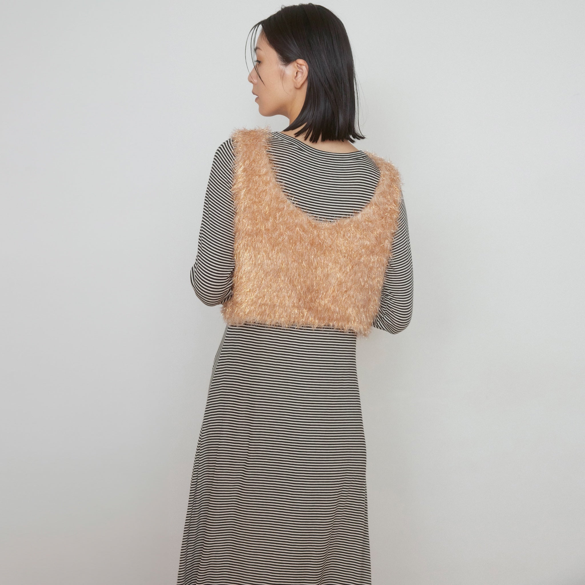 Shaggy Yarn 2way Short Knitビスチェ