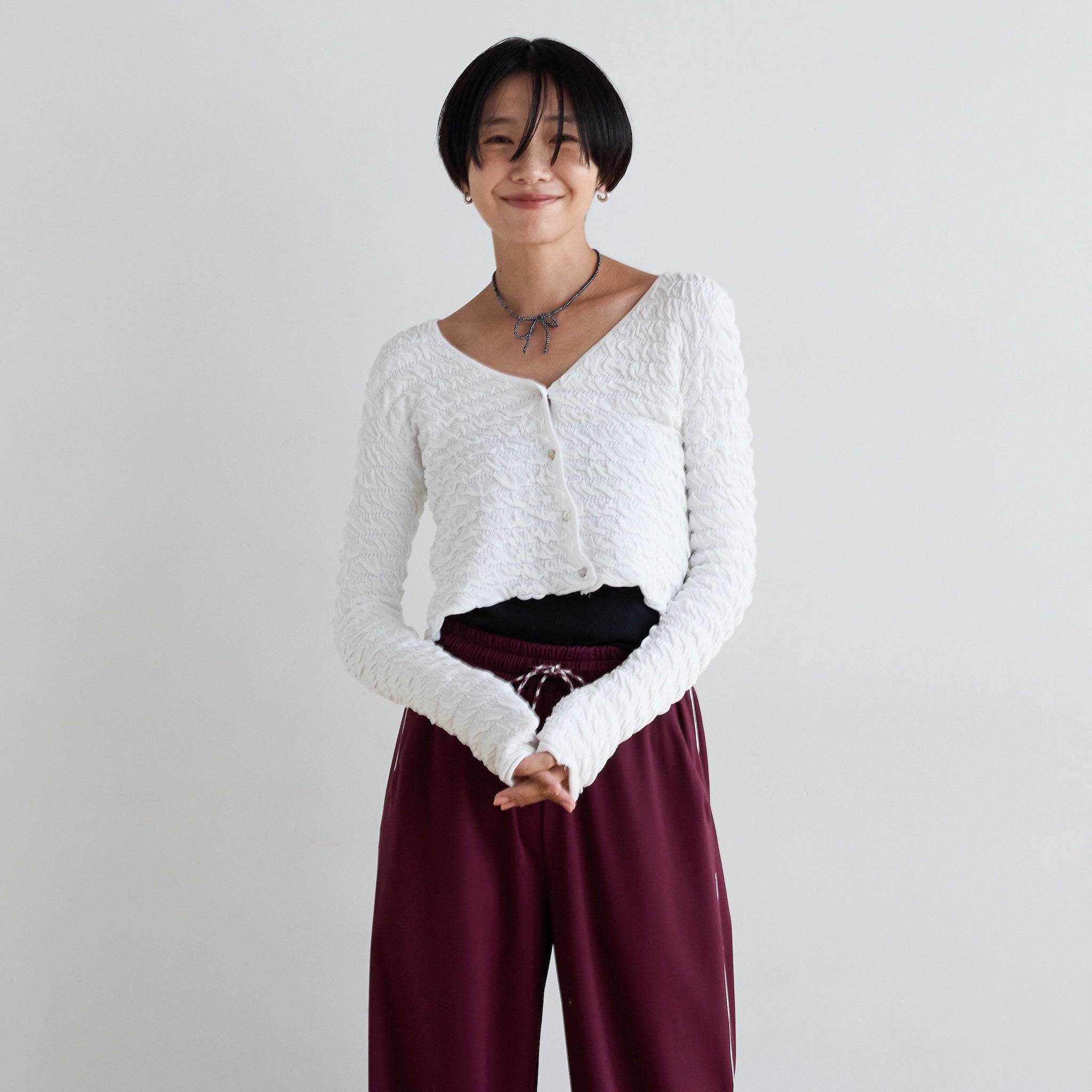 ランダムwave knit 2way shortカーデ