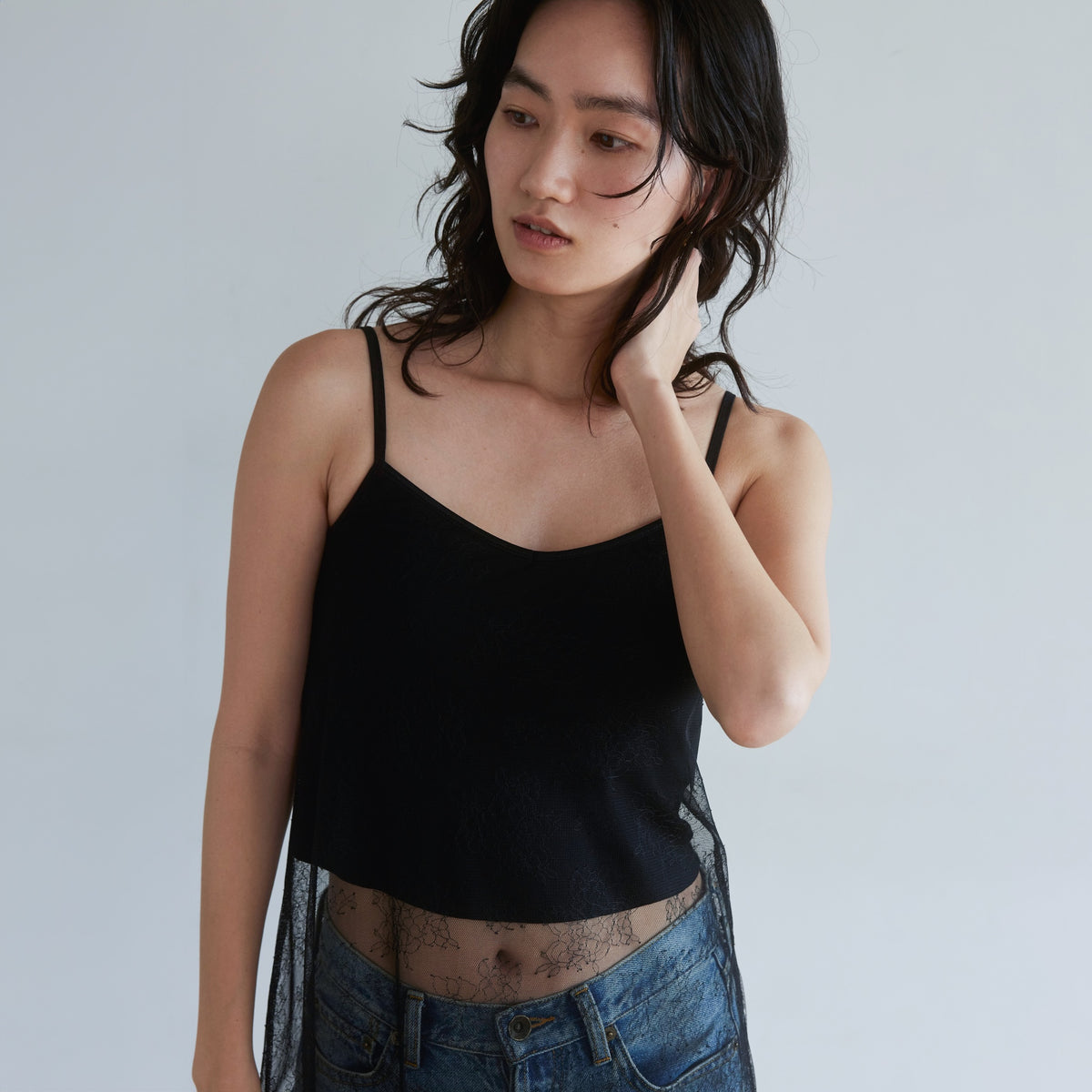 Padded combi lace cami dress
