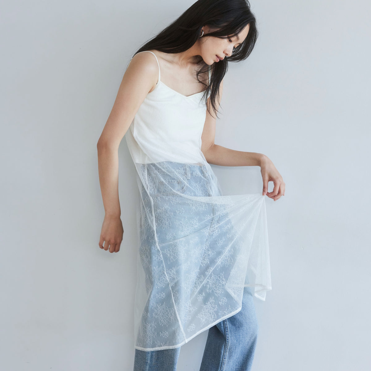 Padded combi lace cami dress