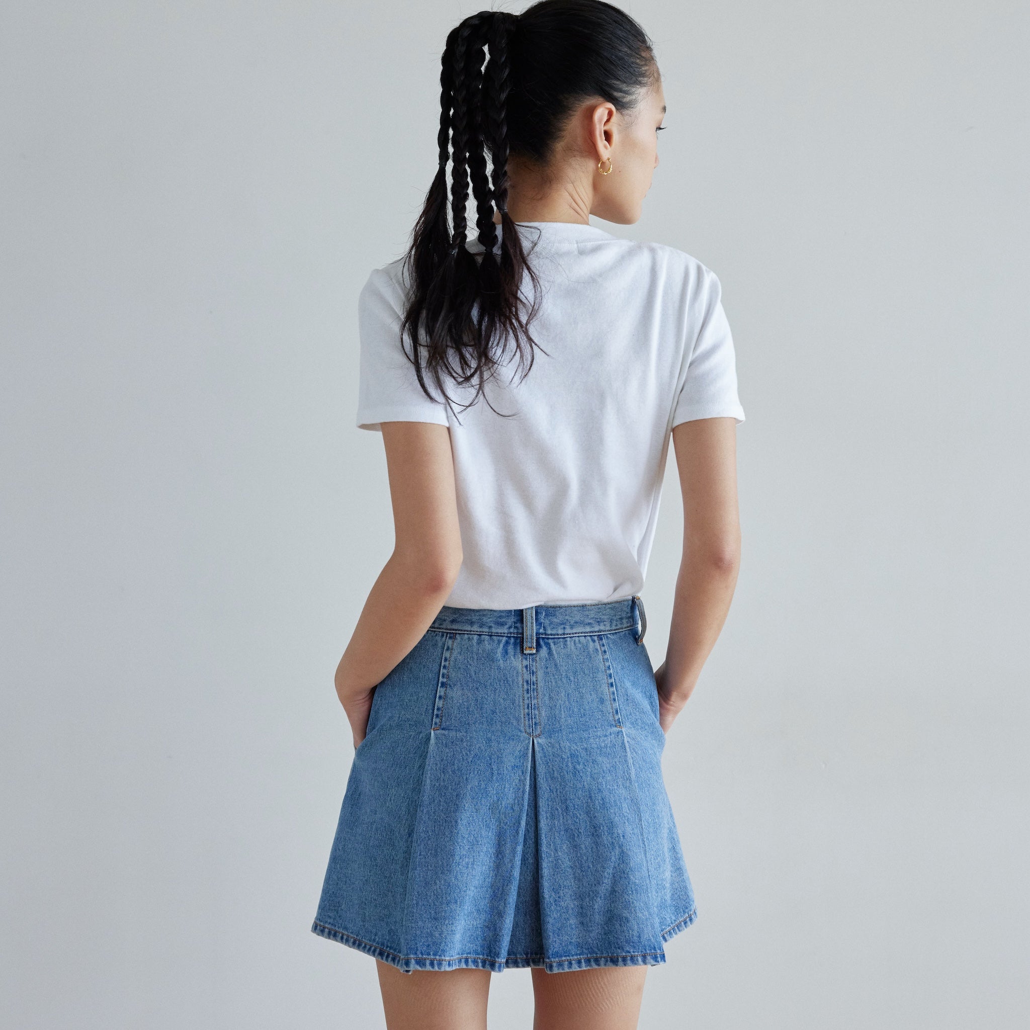 BOXプリーツDENIM miniスカート