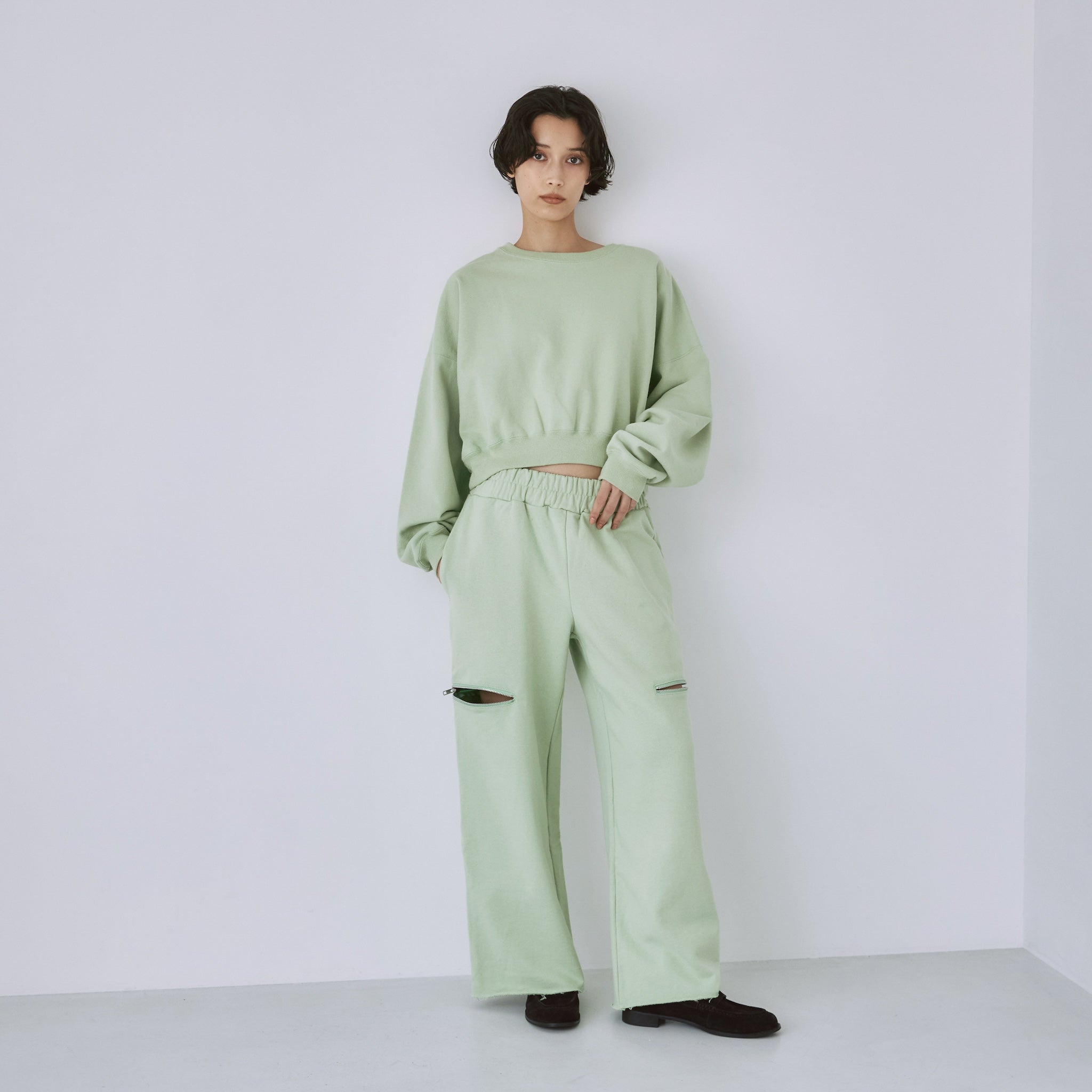 Volume Sweat プルオーバー ベビーピンク super loose light sweatee / baby pink （ツーウェイオーバー