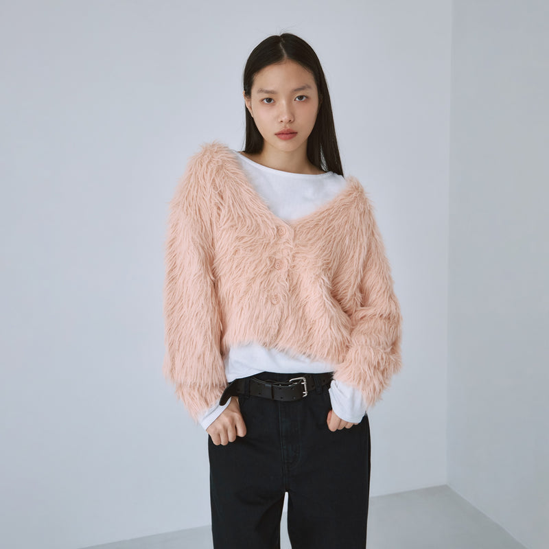 ヘアリーシャギーVネックカーディガン