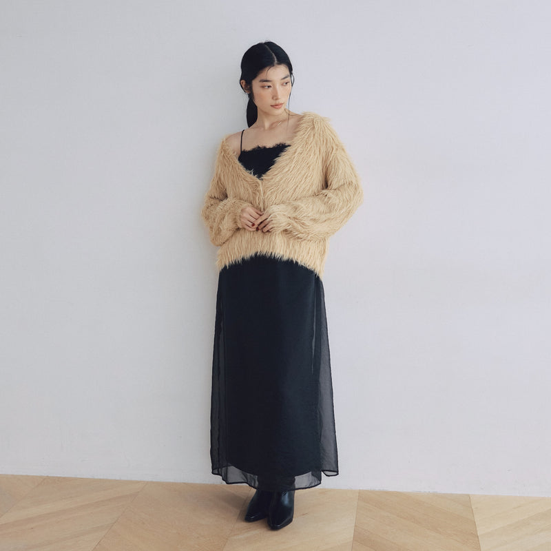 ヘアリーシャギーVネックカーディガン