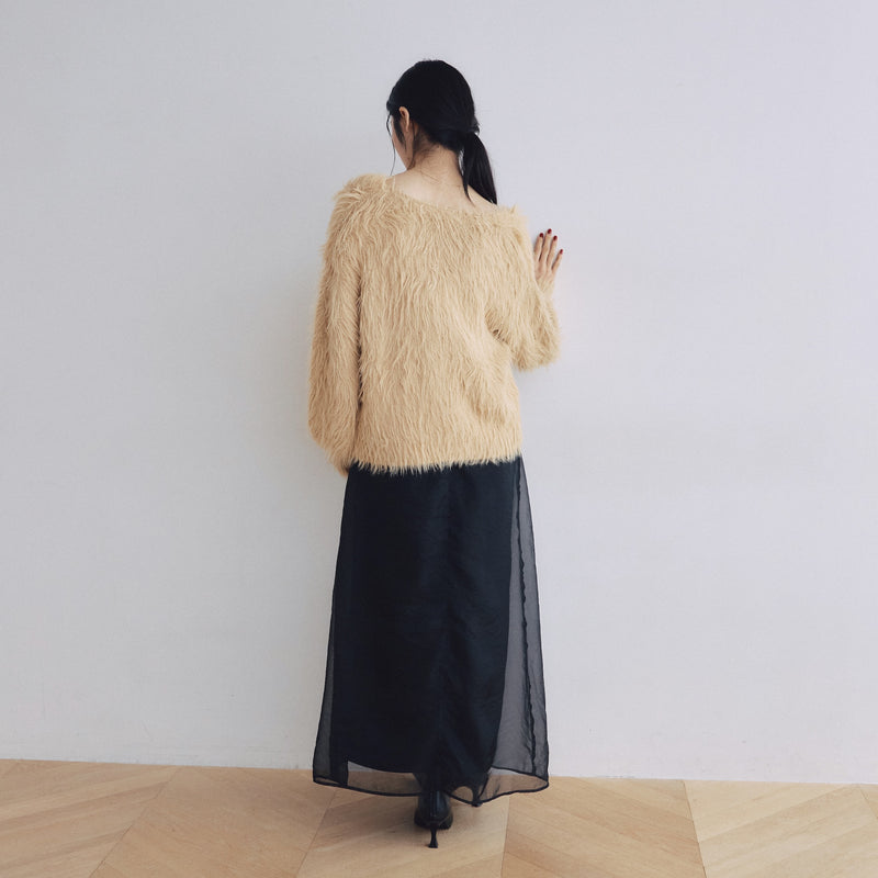 ヘアリーシャギーVネックカーディガン