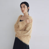 ヘアリーシャギーVネックカーディガン