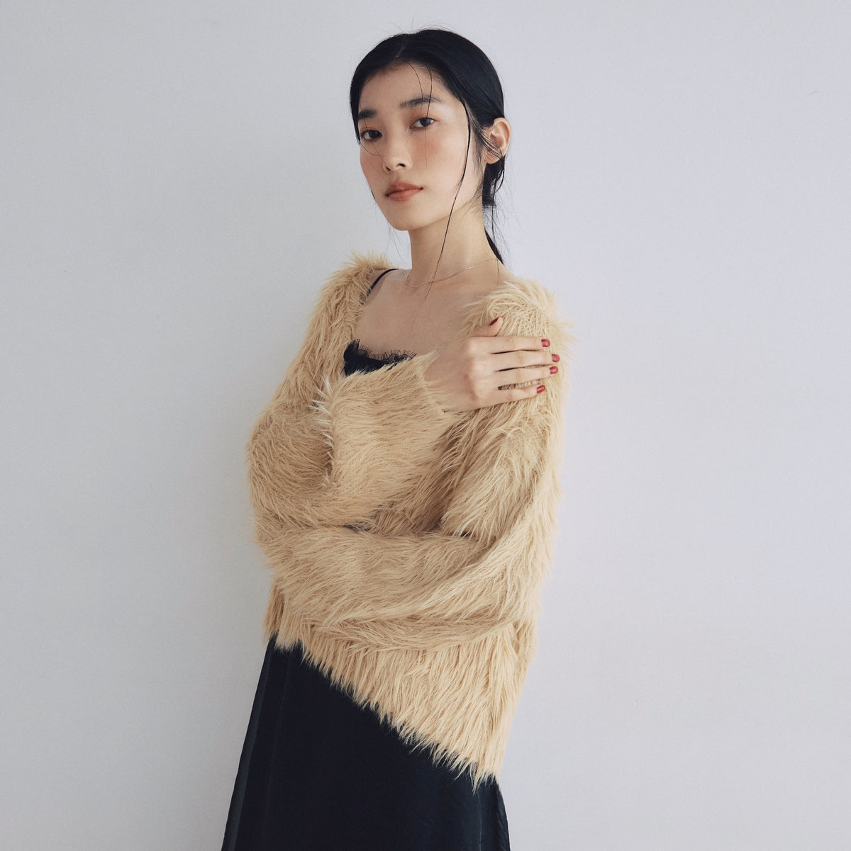 ヘアリーシャギーVネックカーディガン