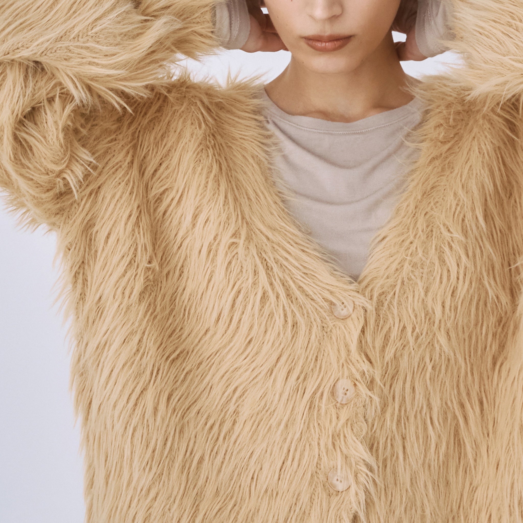 ヘアリーシャギーVネックカーディガン