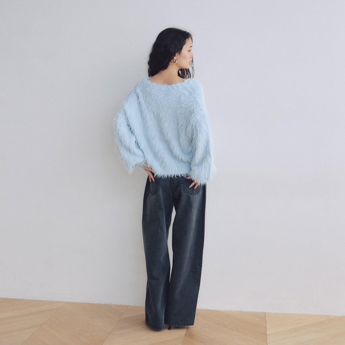 ヘアリーシャギーVネックカーディガン