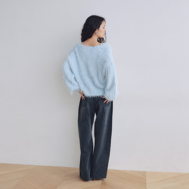 ヘアリーシャギーVネックカーディガン