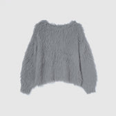 ヘアリーシャギーボートネックトップス