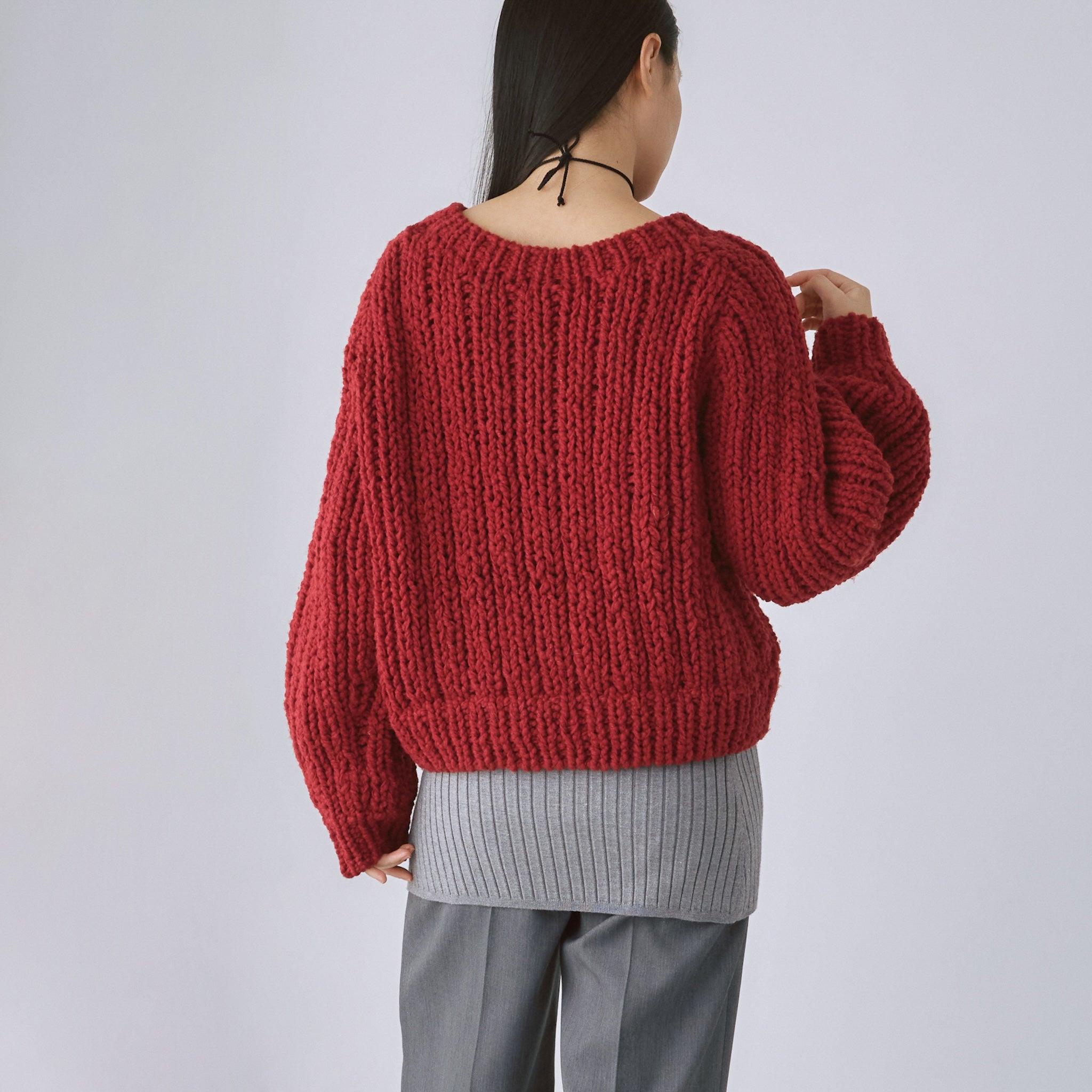 Hand made WoolブークレMixカーディガン