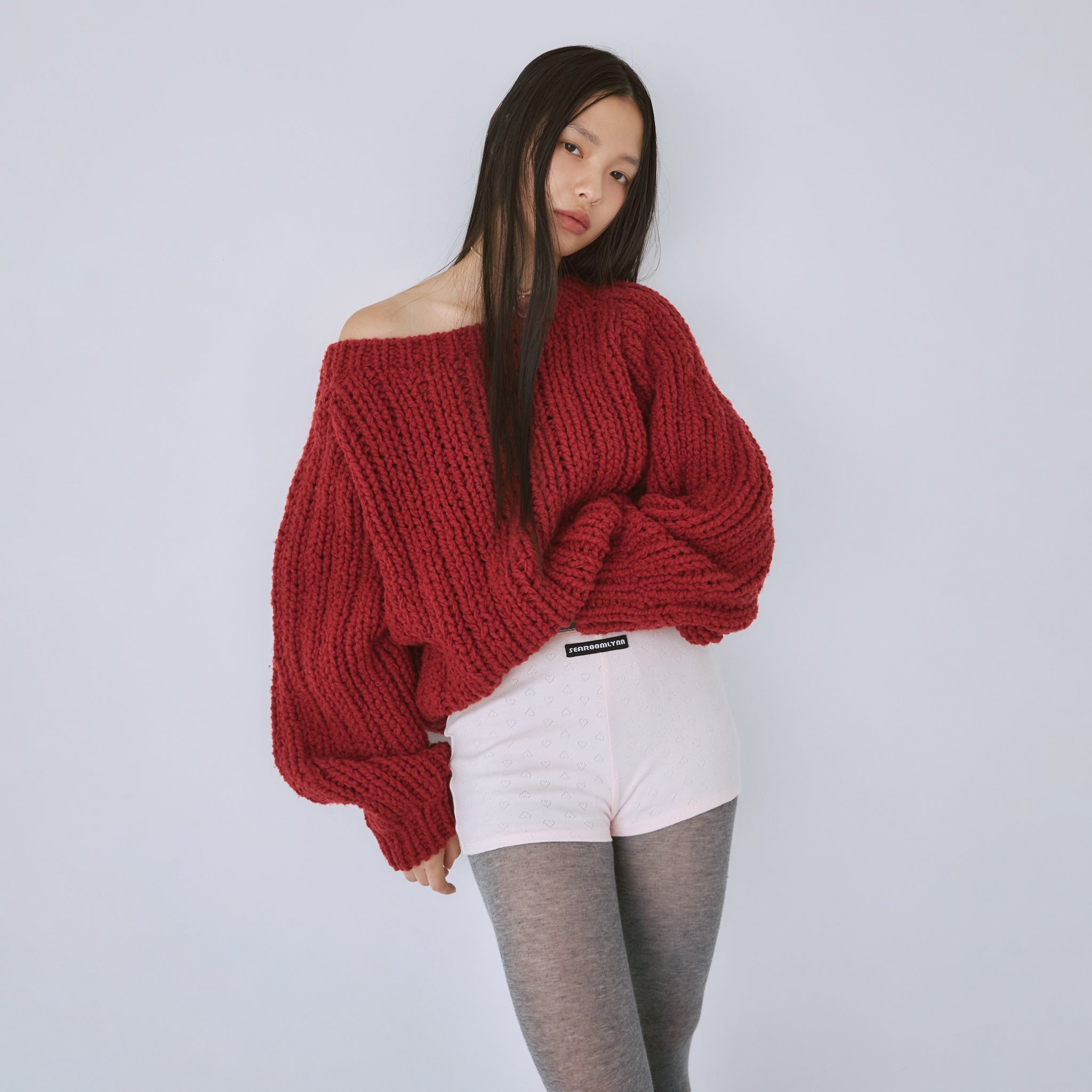 Hand made WoolブークレMixカーディガン