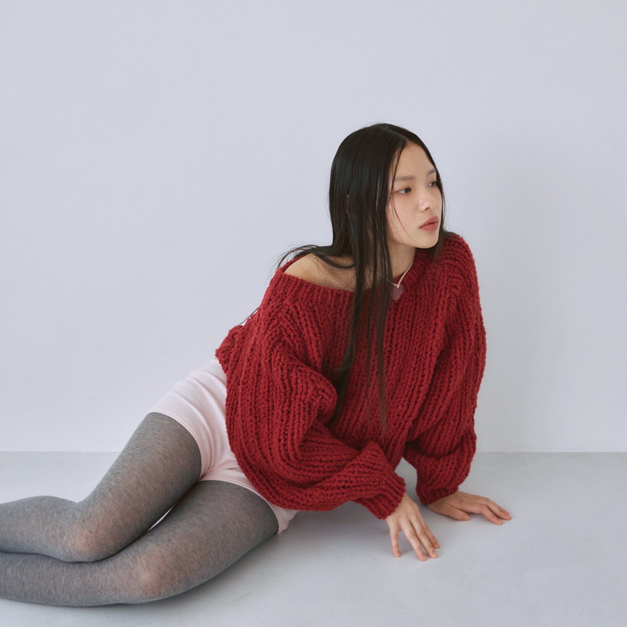 Hand made WoolブークレMixカーディガン