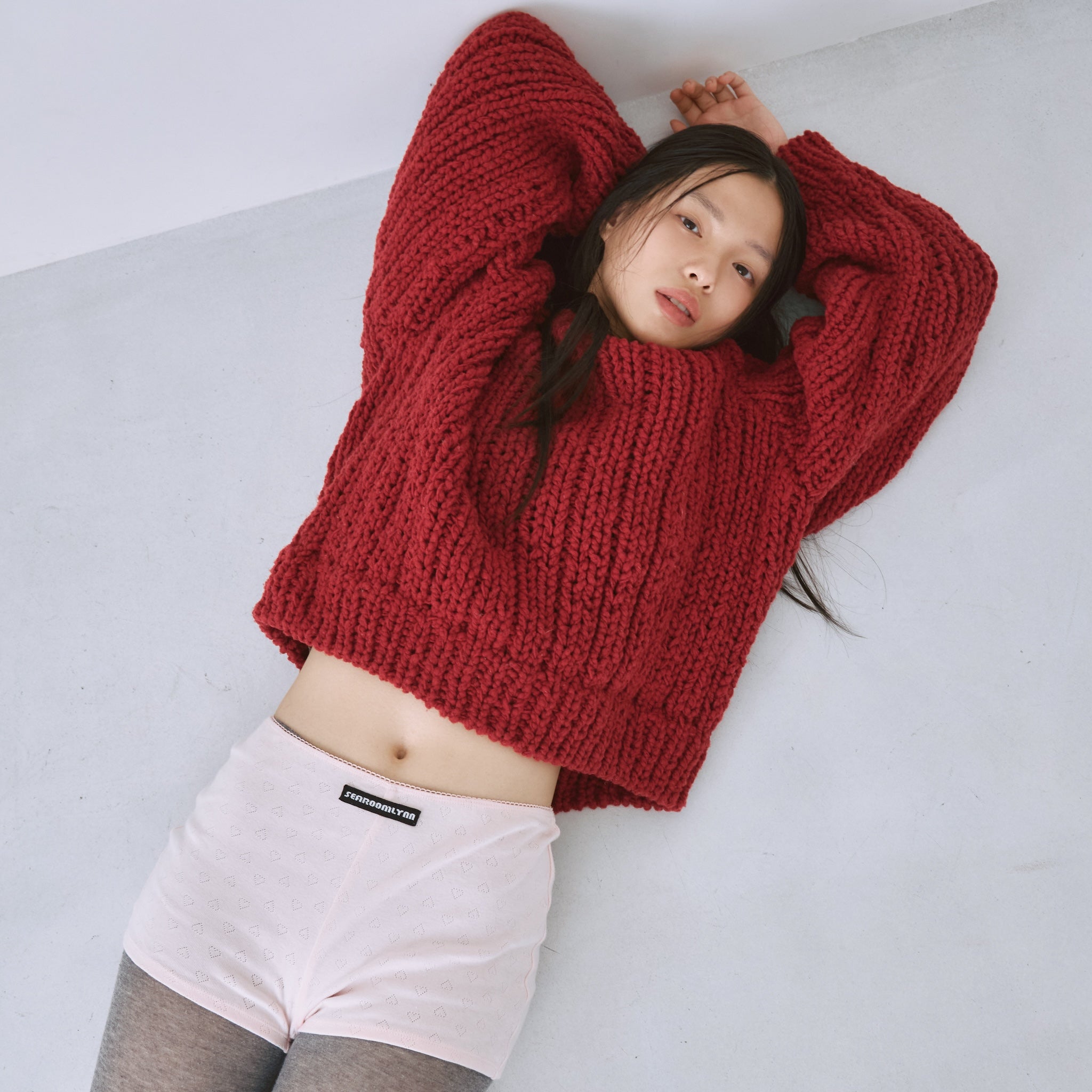 Hand made WoolブークレMixカーディガン