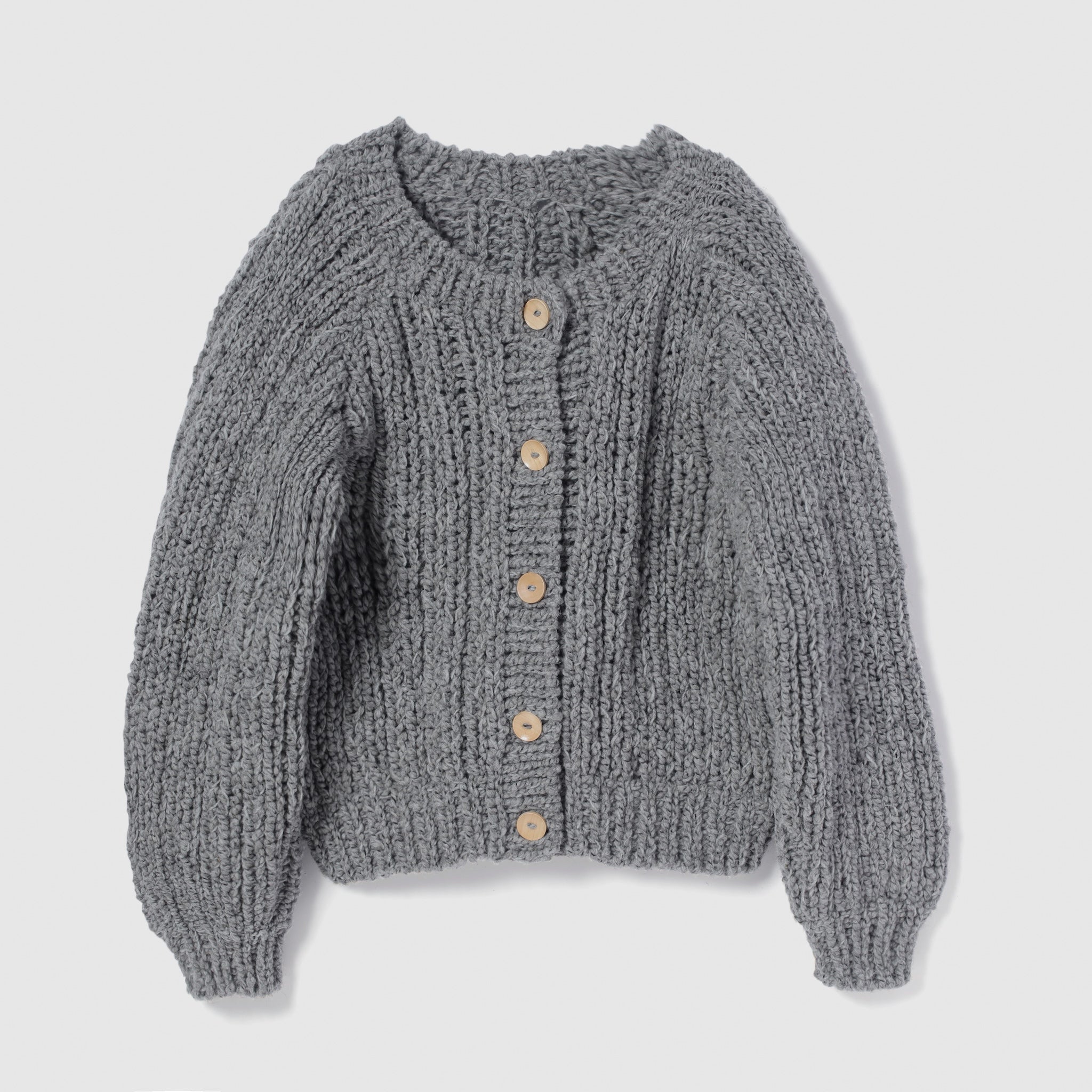 Hand made WoolブークレMixカーディガン