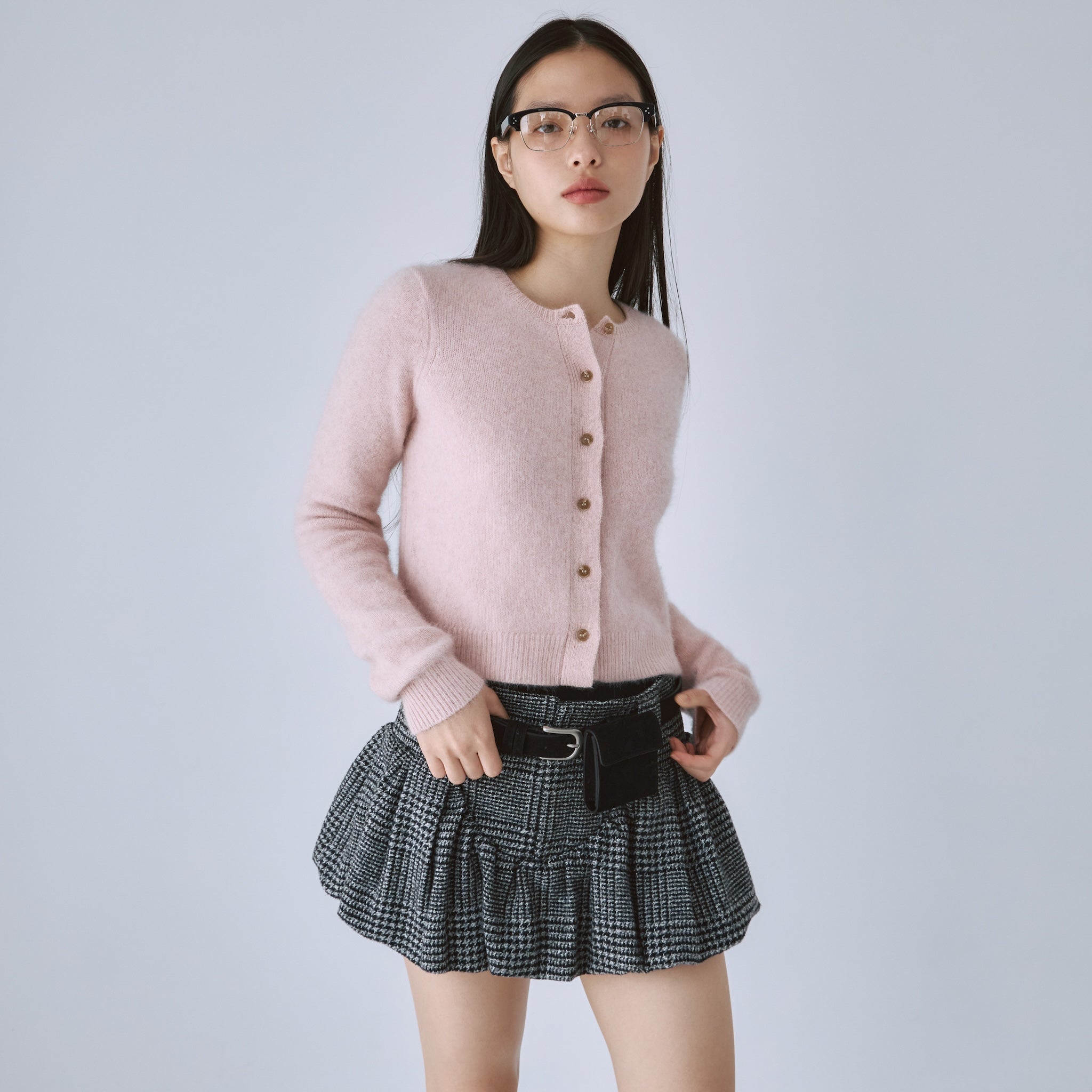 新品SeaRoomlynn Fox mixベーシッククルーカーディガン ピンク Fox mixベーシッククルーカーディガン