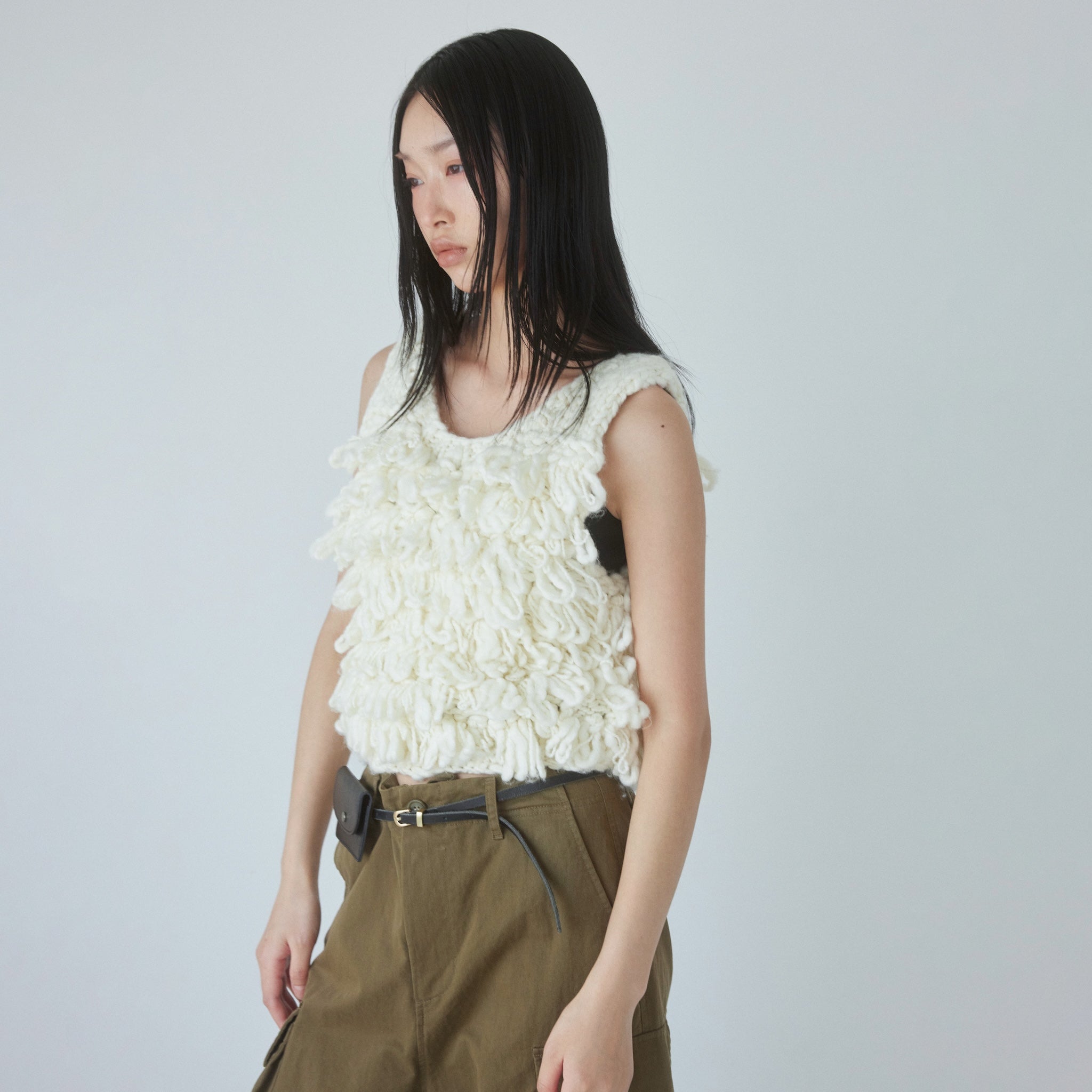Hand made Woolカールベスト