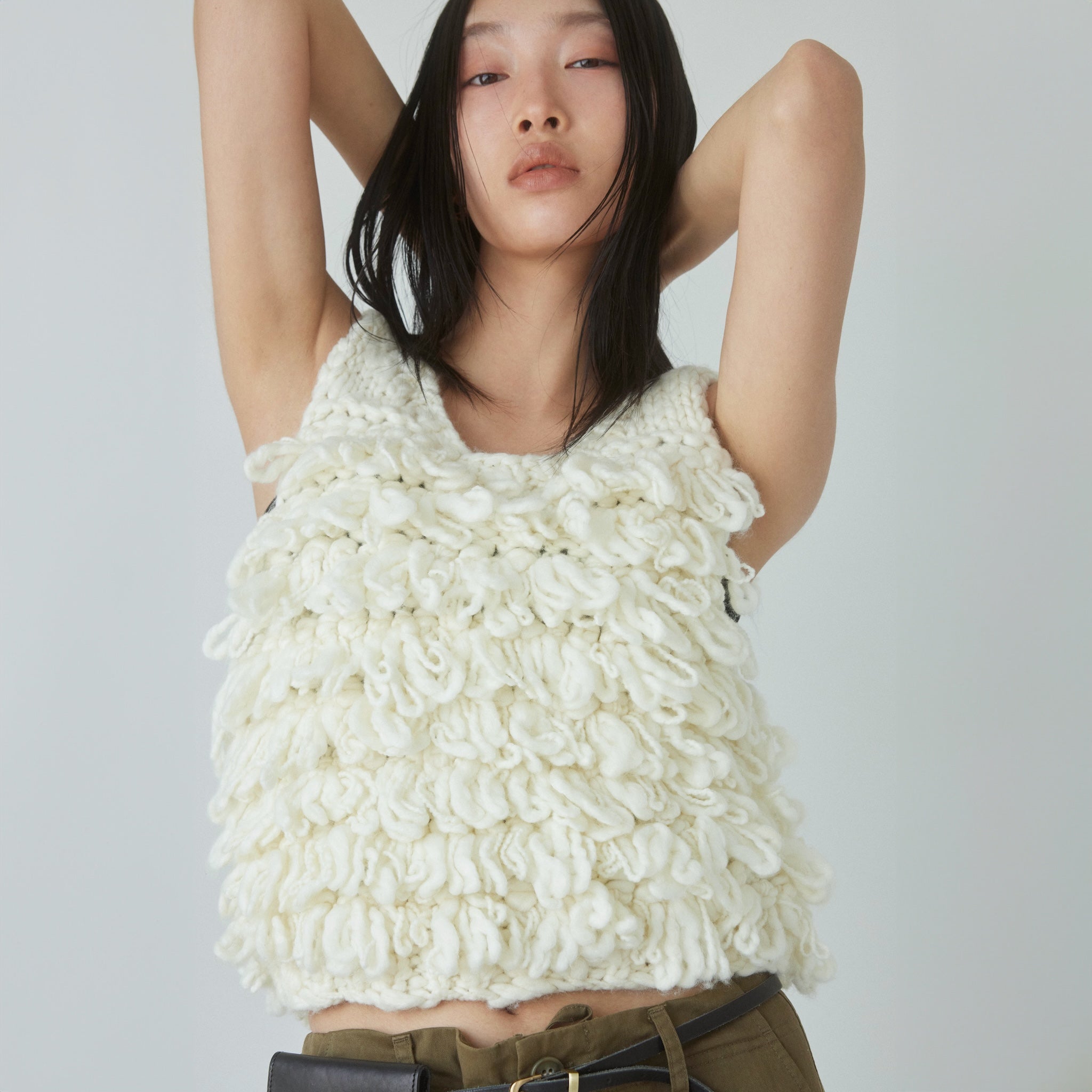 Hand made Woolカールベスト