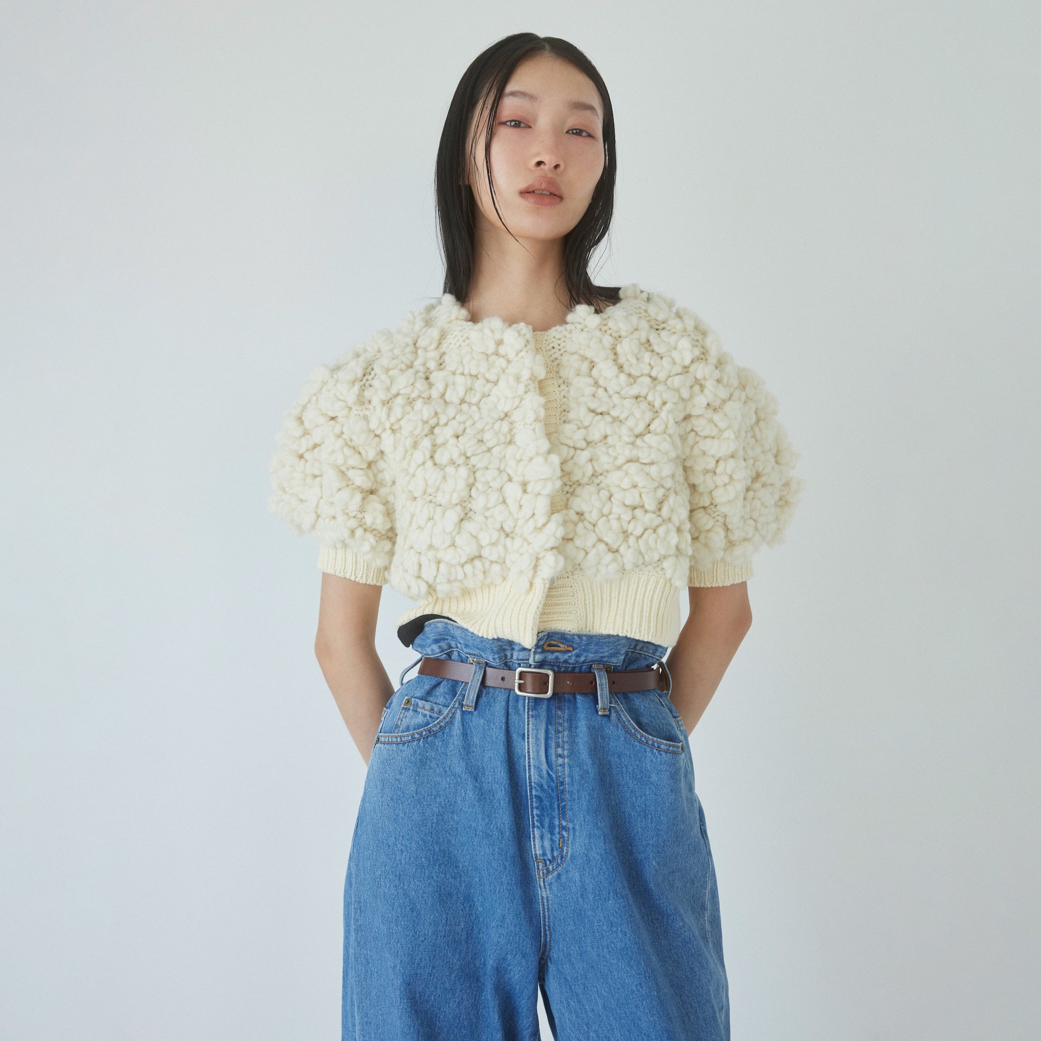 Hand made Wool Flowerカーディガン