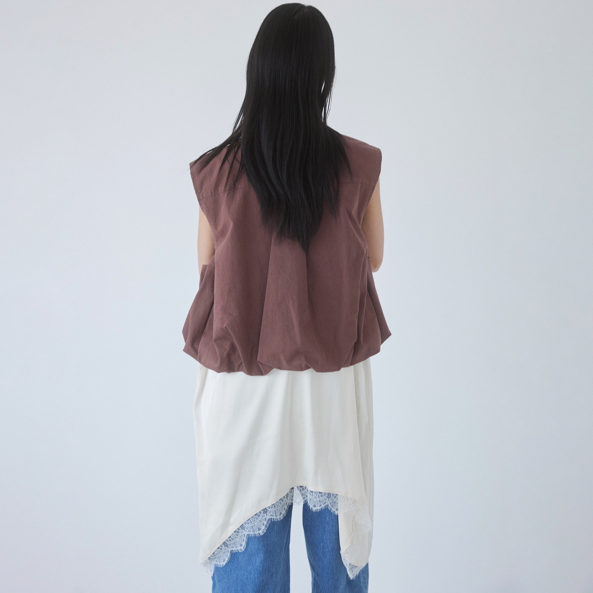 Hem balloon twill vest