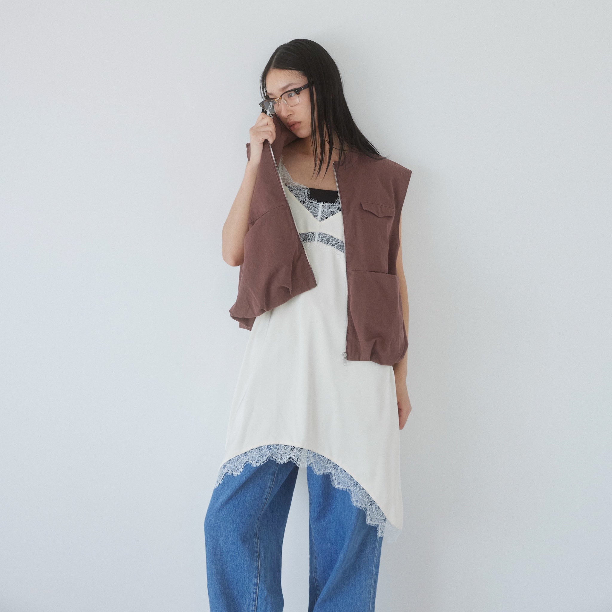 Hem balloon twill vest