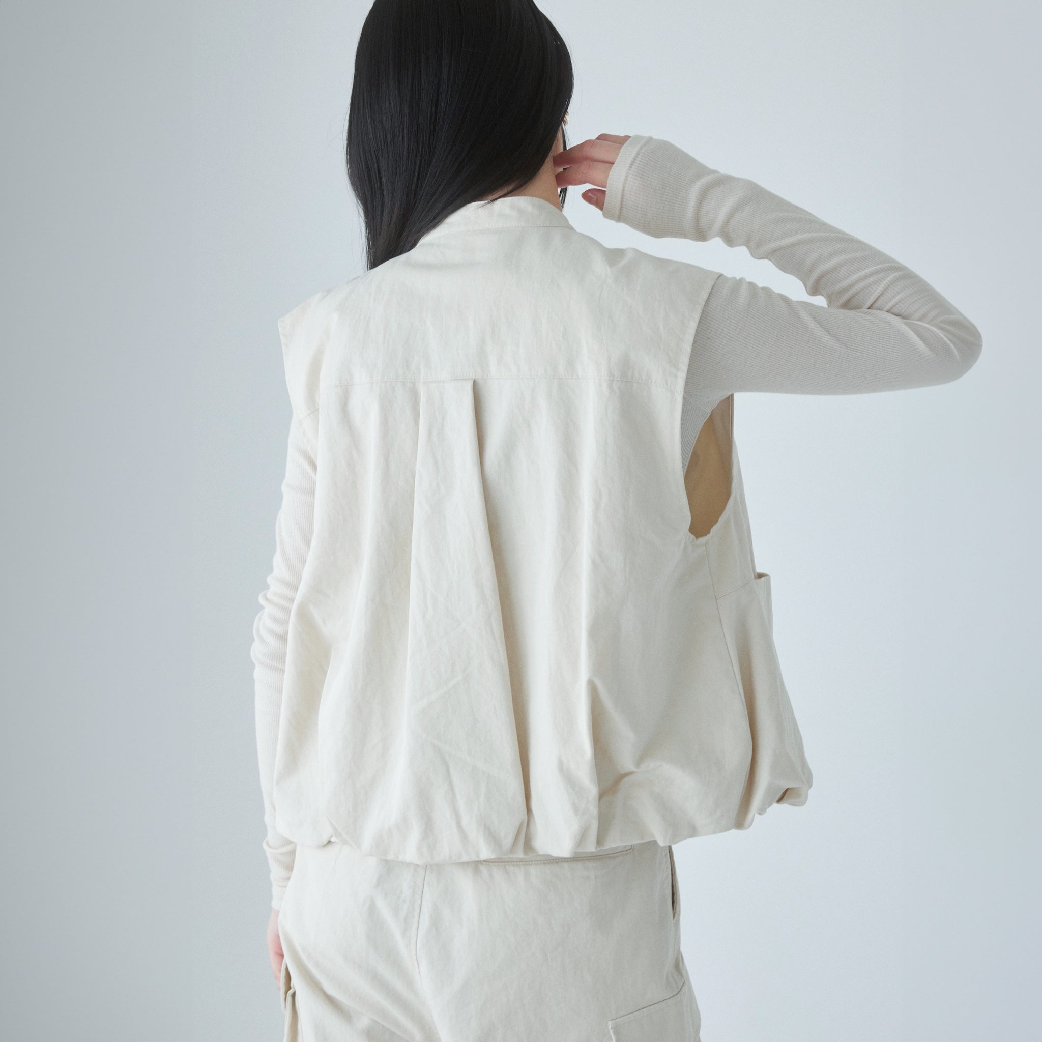 Hem balloon twill vest