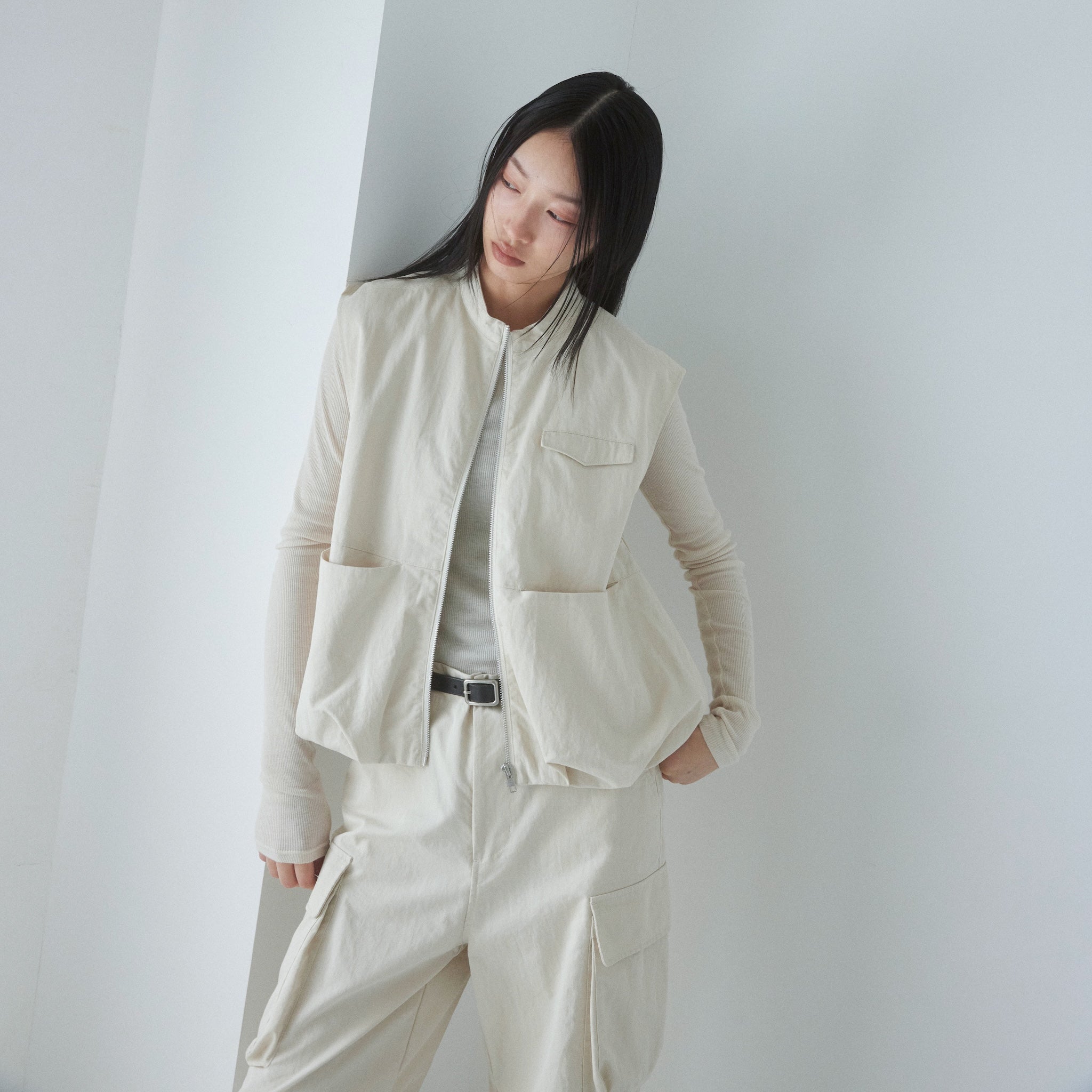 Hem balloon twill vest