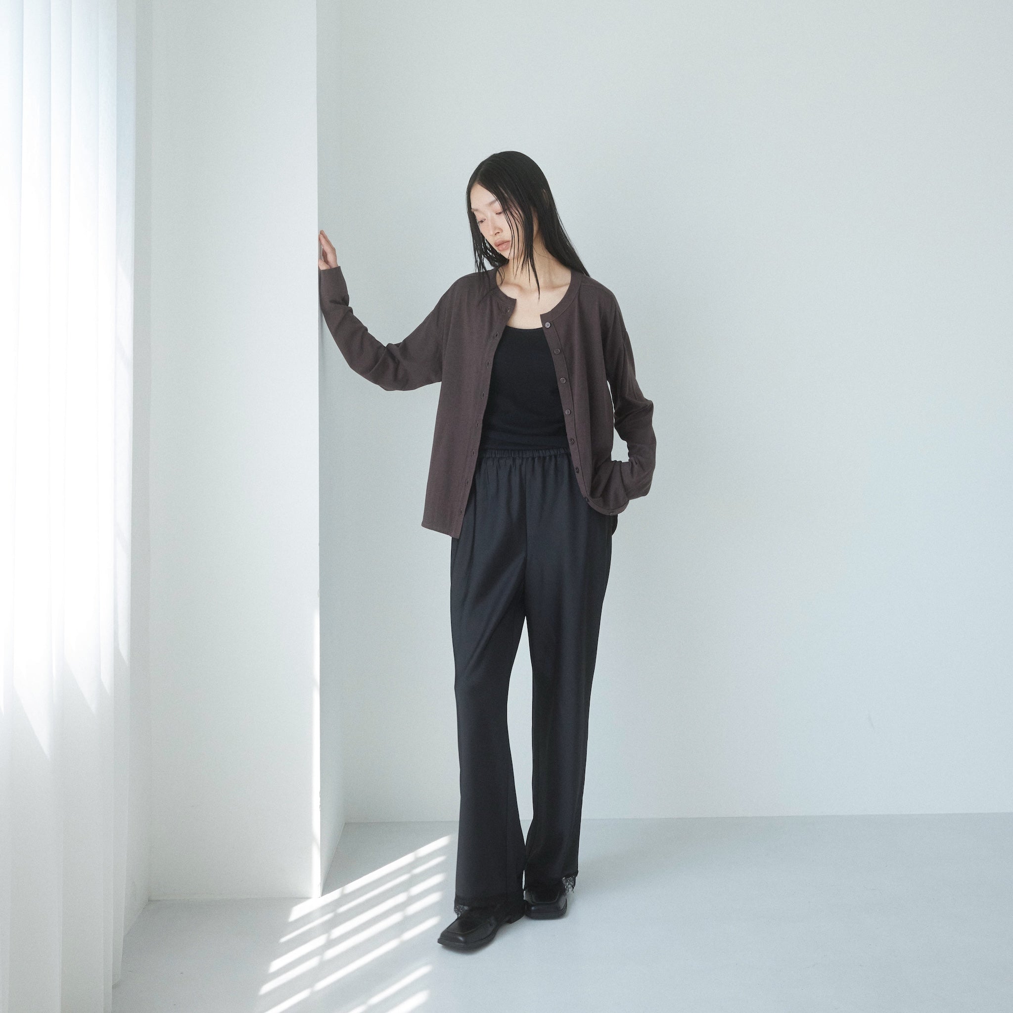 Cotton/silkモイストタッチカーディガン
