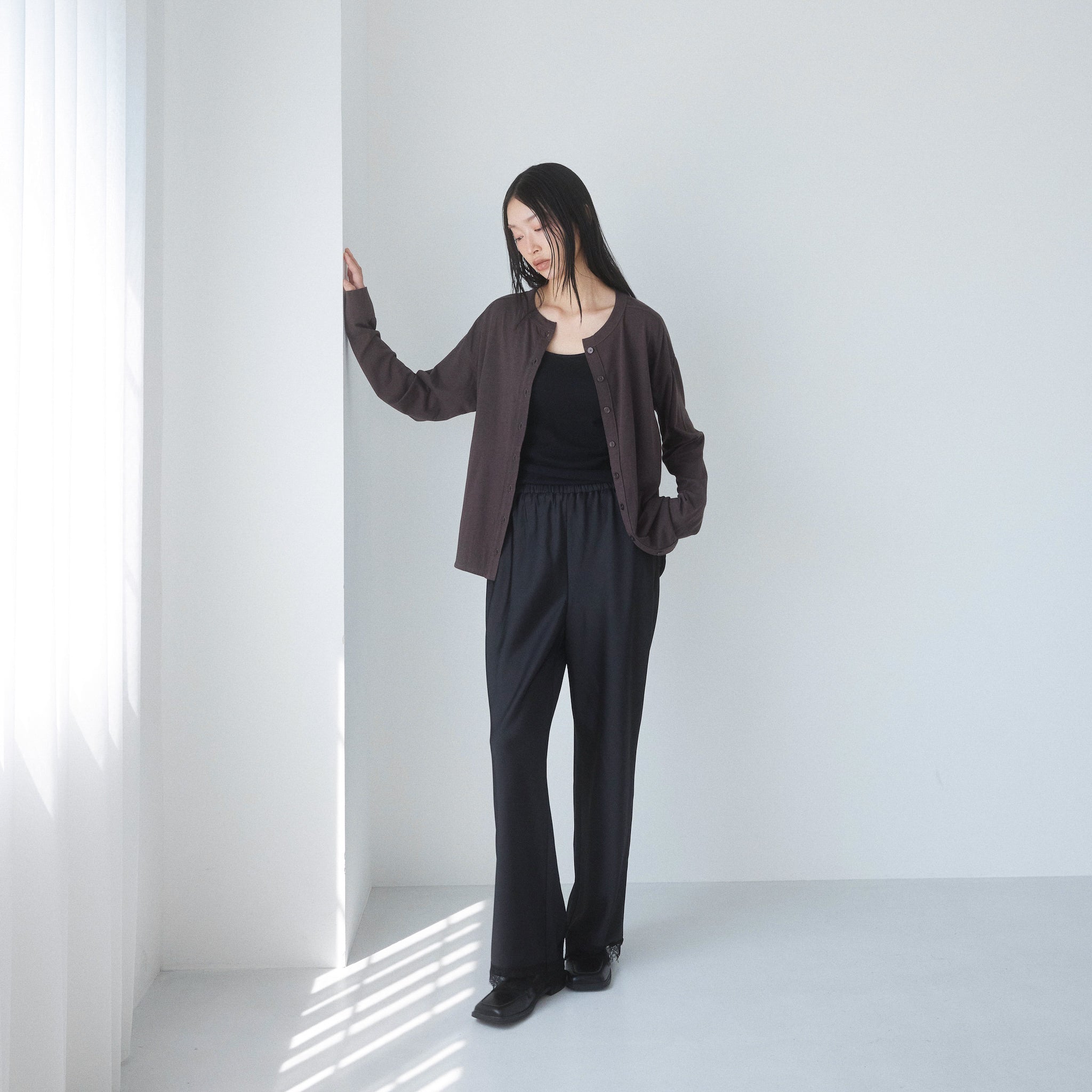 Cotton/silkモイストタッチカーディガン