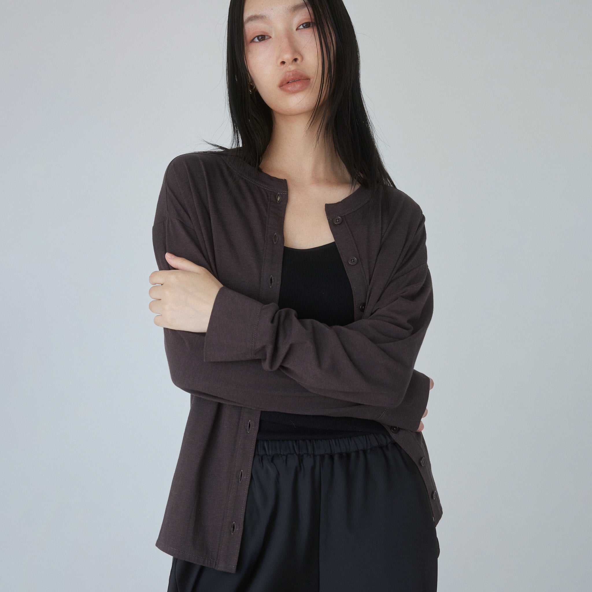 Cotton/silkモイストタッチカーディガン