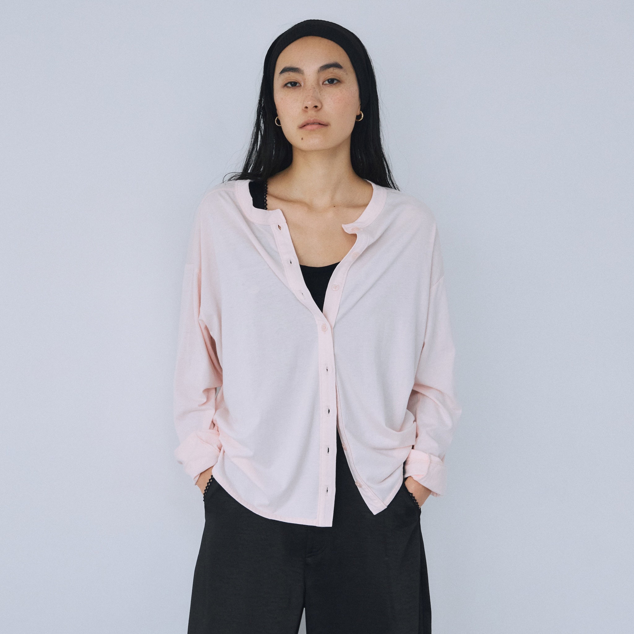 Cotton/silkモイストタッチカーディガン