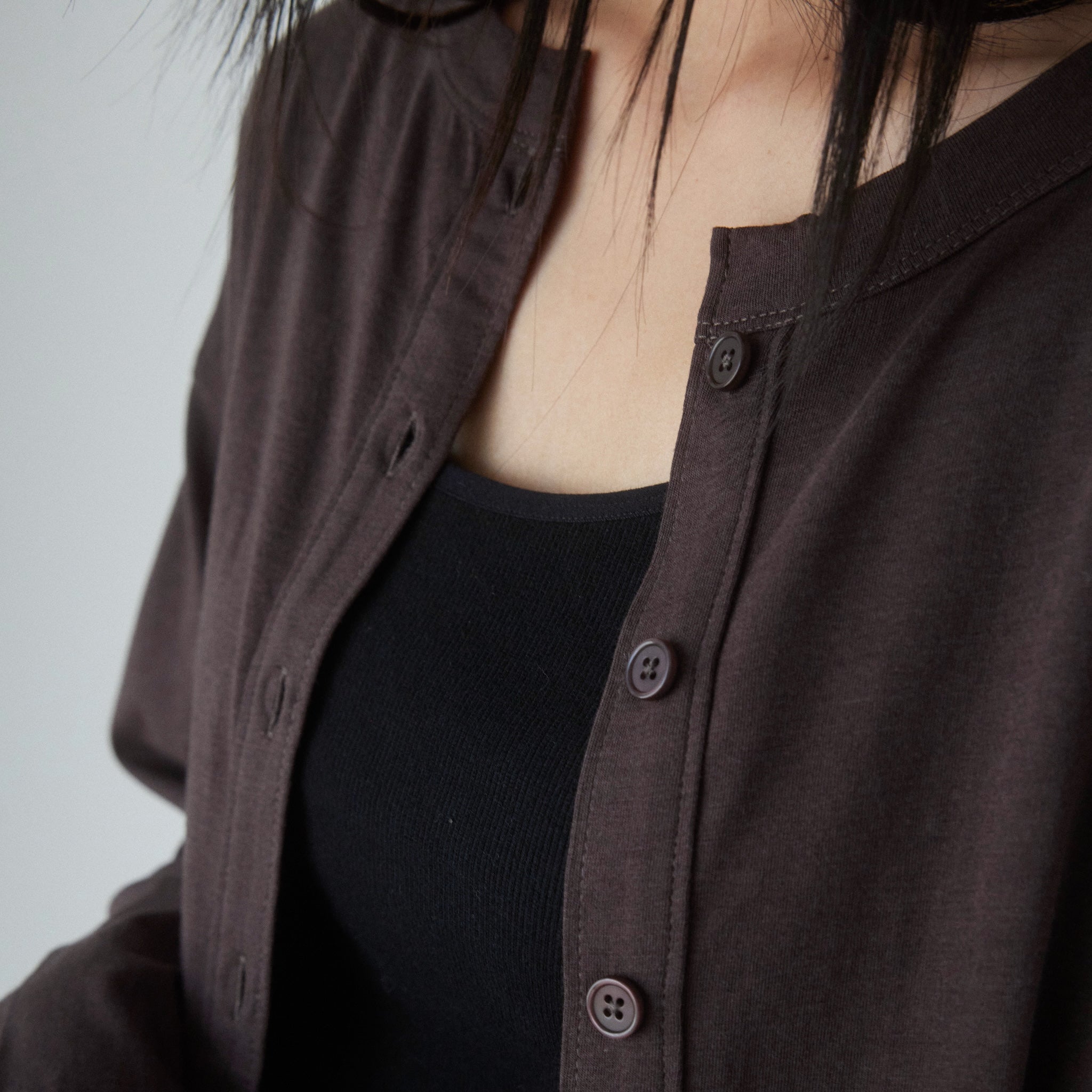 Cotton/silkモイストタッチカーディガン