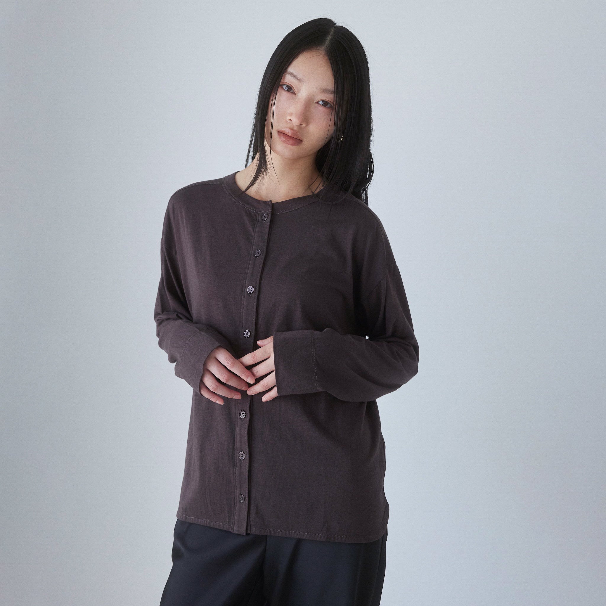 Cotton/silkモイストタッチカーディガン