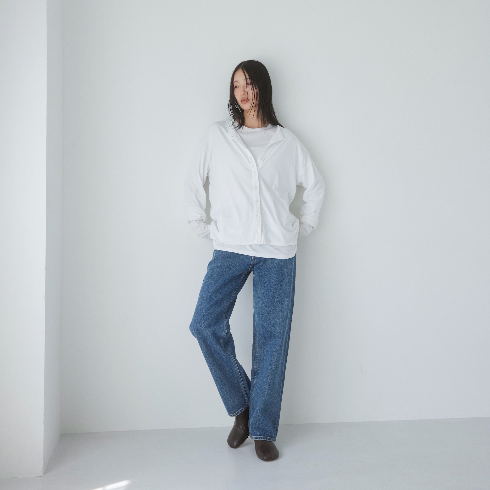 Cotton/silkモイストタッチカーディガン