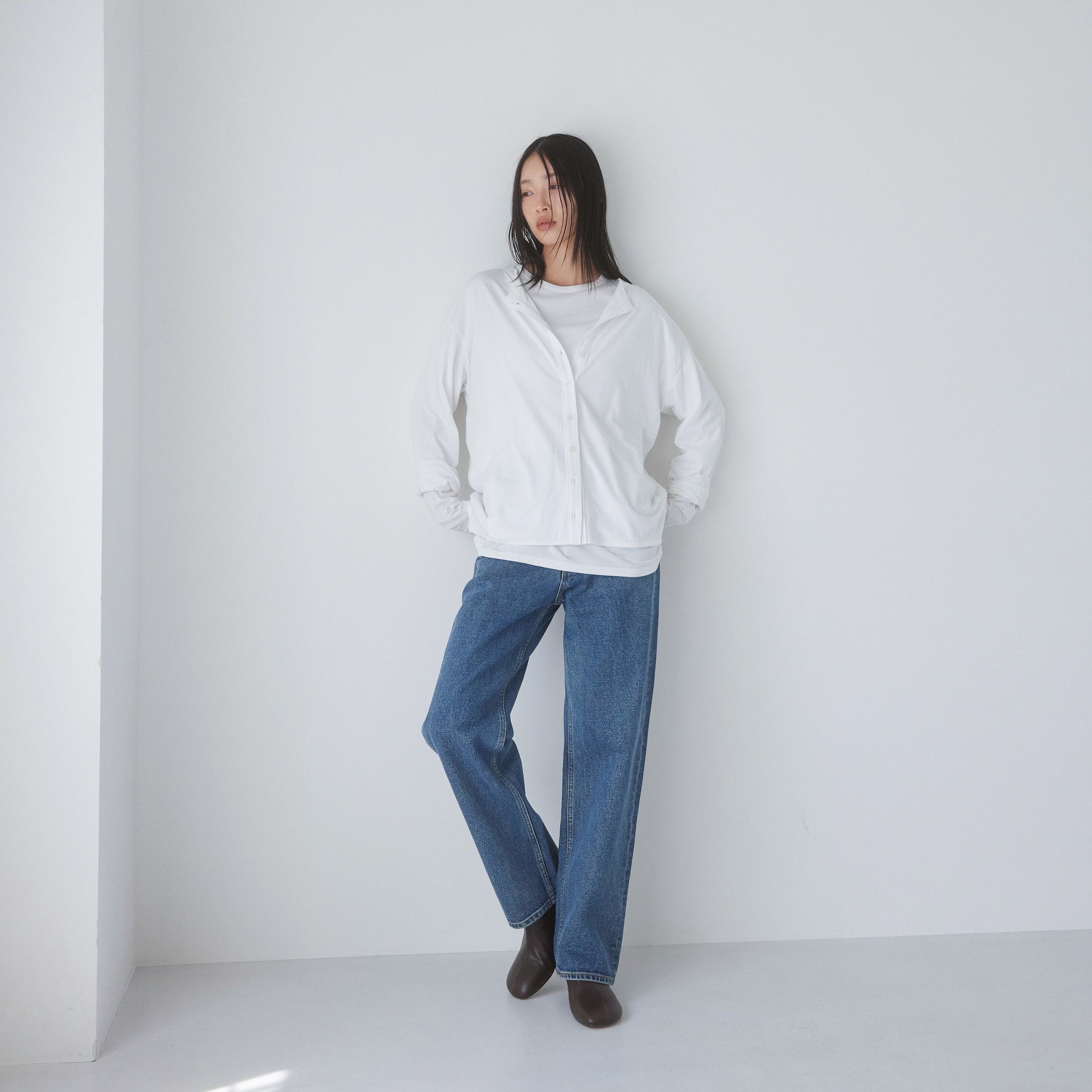 Cotton/silkモイストタッチカーディガン