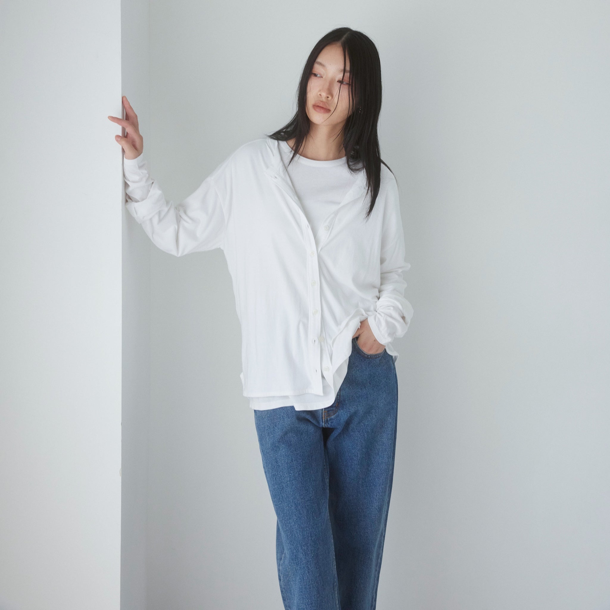Cotton/silkモイストタッチカーディガン
