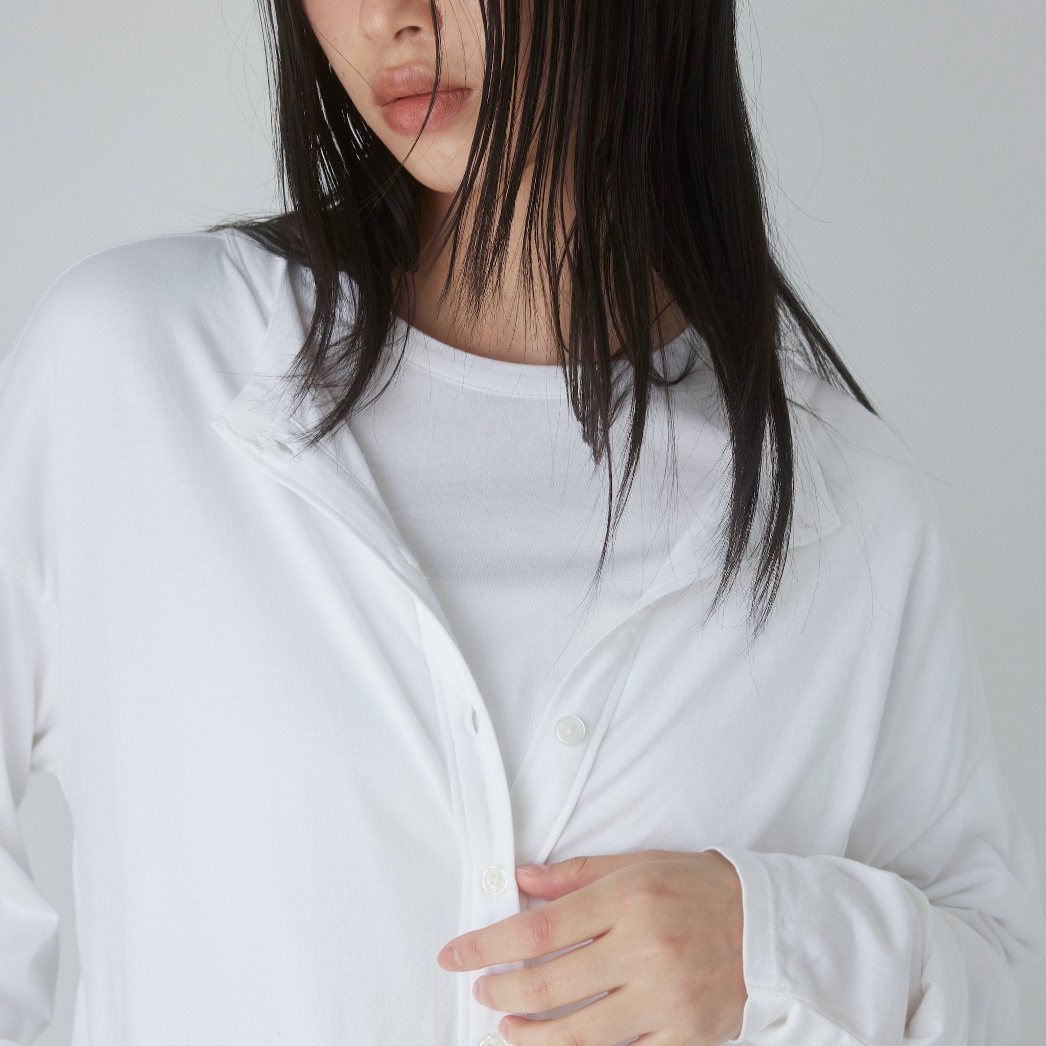 Cotton/silkモイストタッチカーディガン