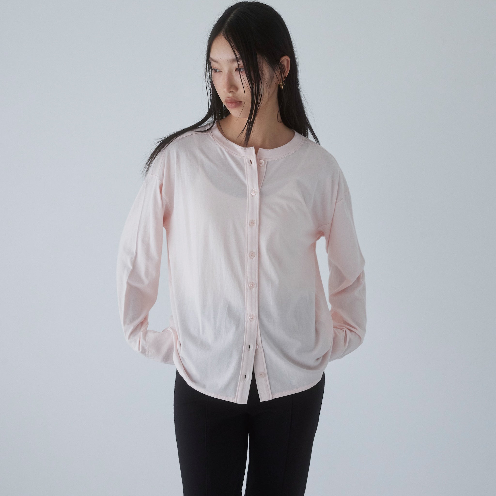 Cotton/silkモイストタッチカーディガン