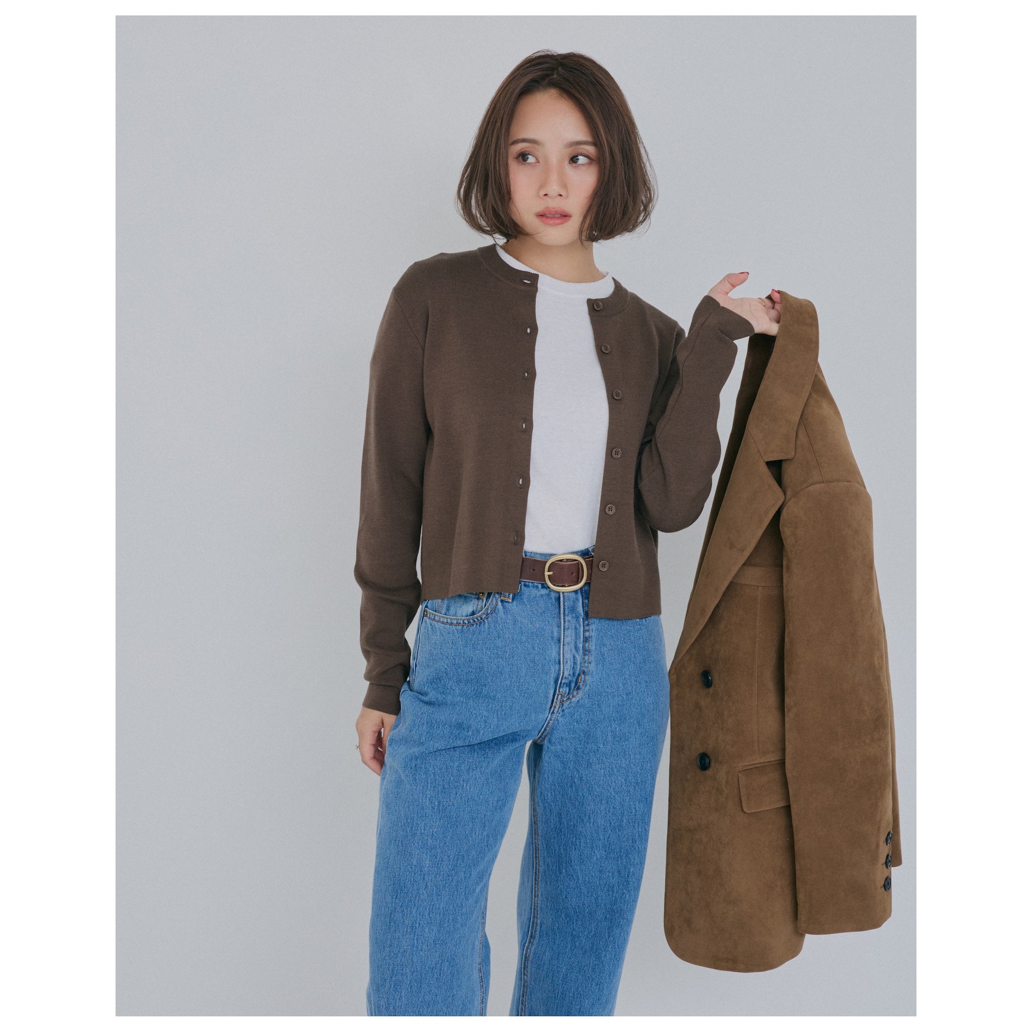 collab NAIA woolニットカーディガン