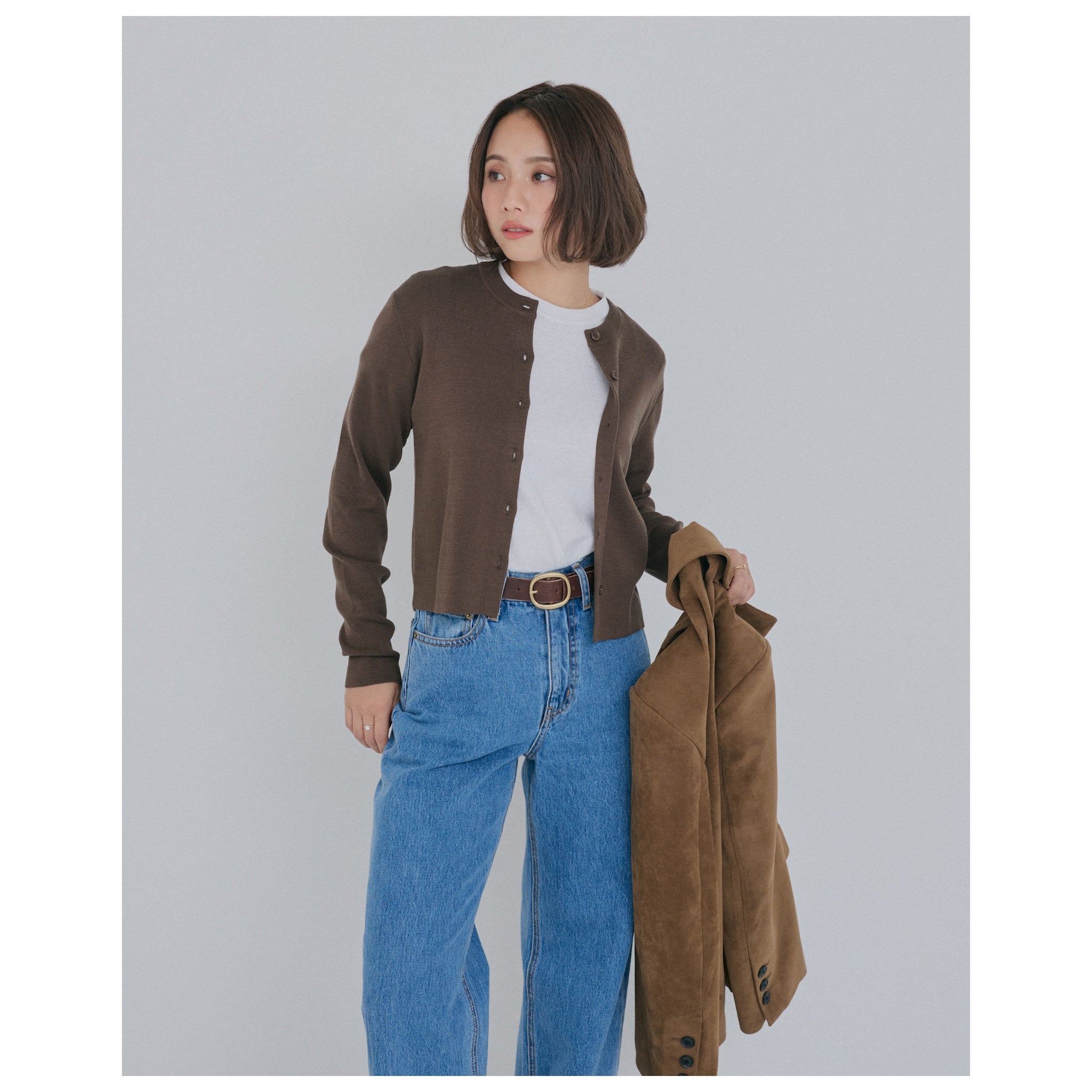 collab NAIA wool knit cardigan