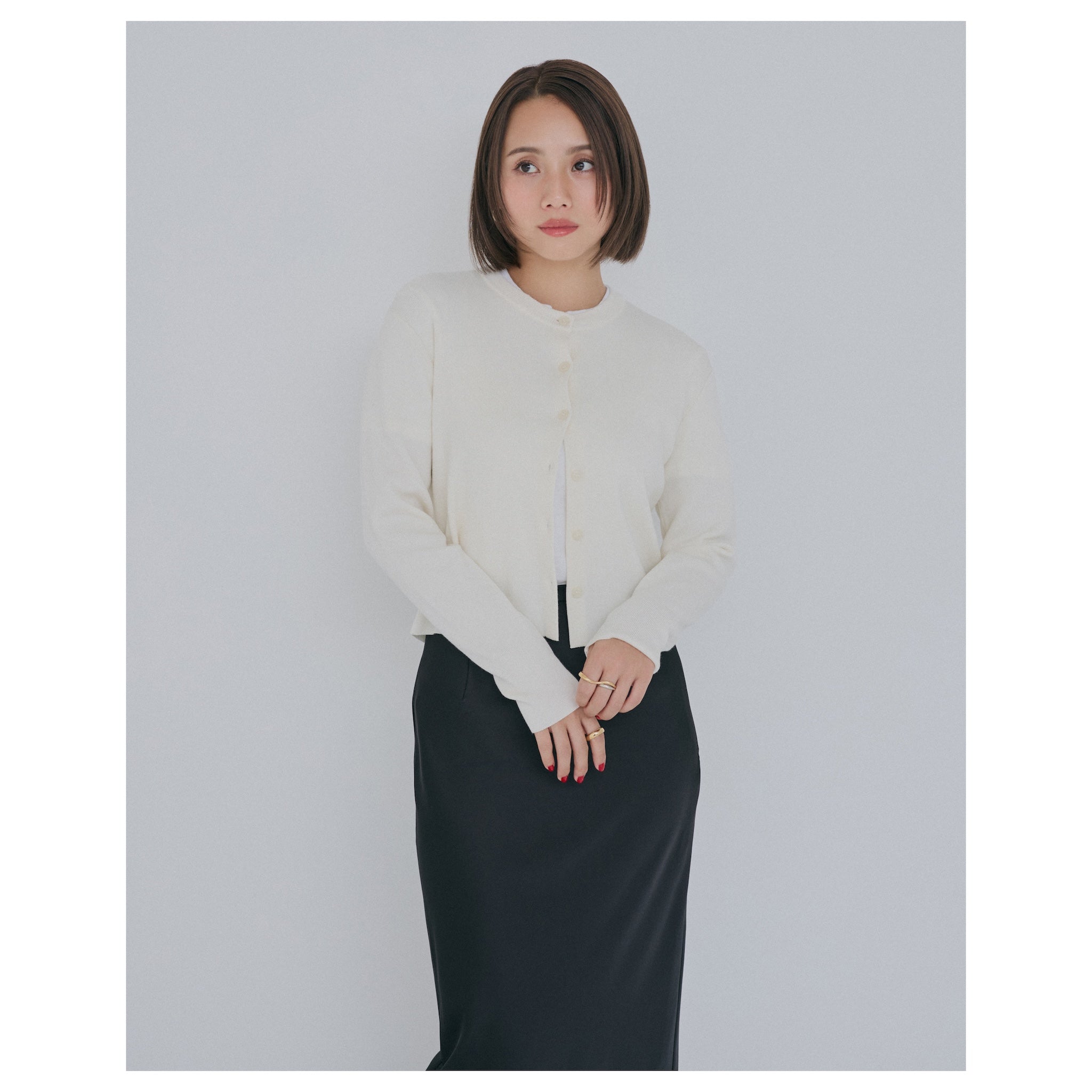 collab NAIA woolニットカーディガン