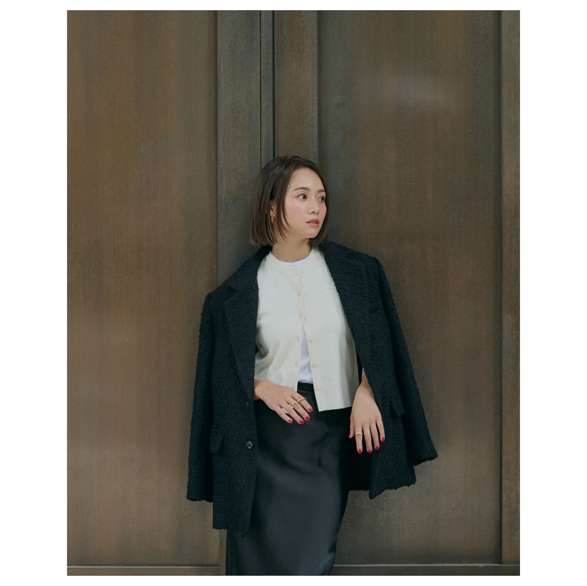 collab NAIA woolニットカーディガン