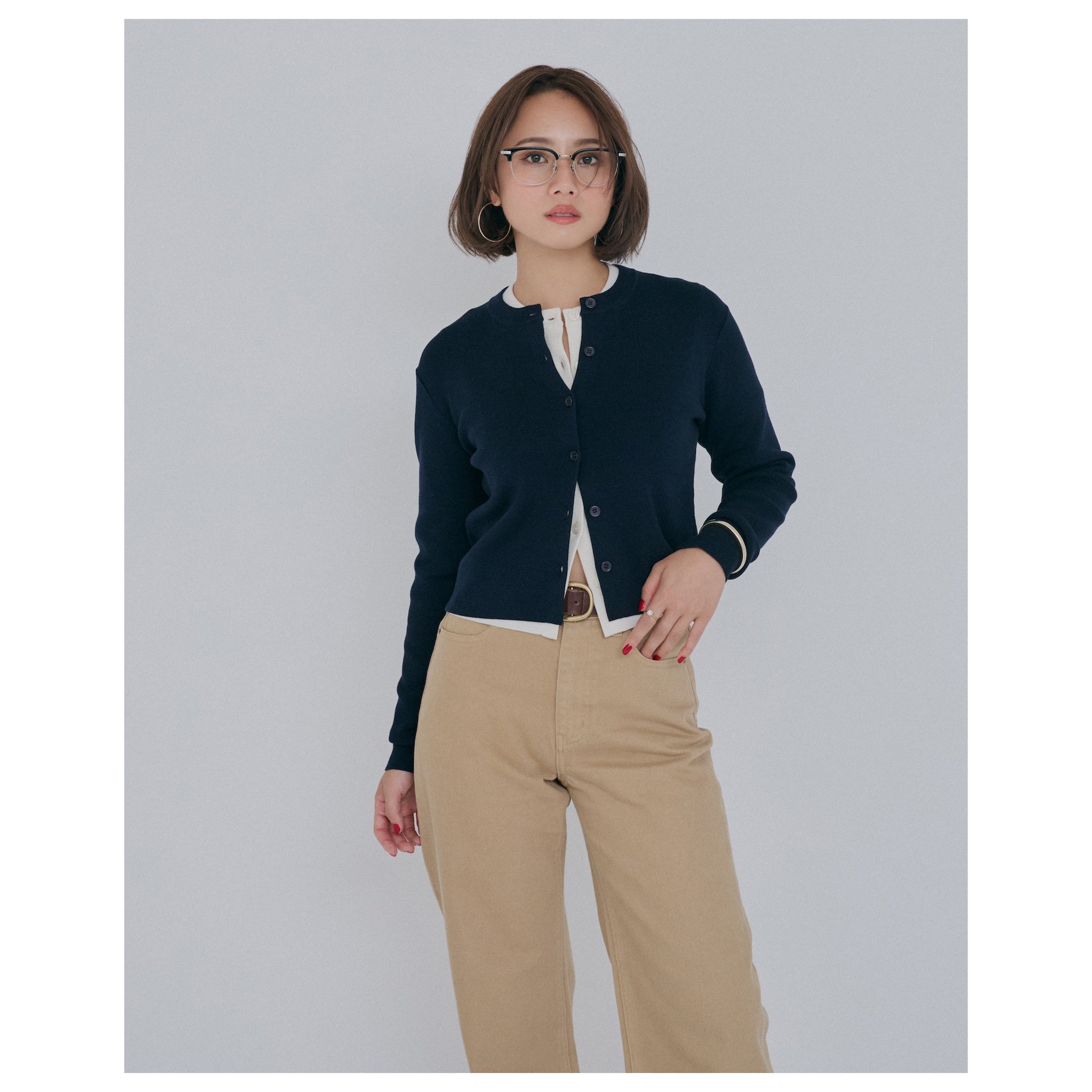 collab NAIA wool knit cardigan