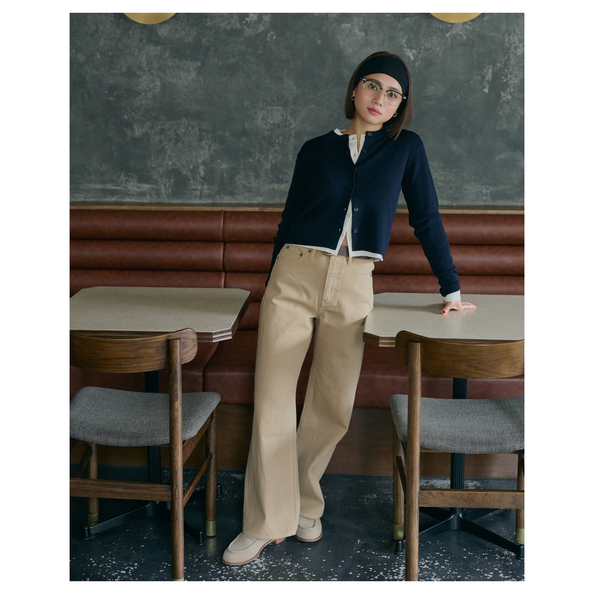 collab NAIA woolニットカーディガン