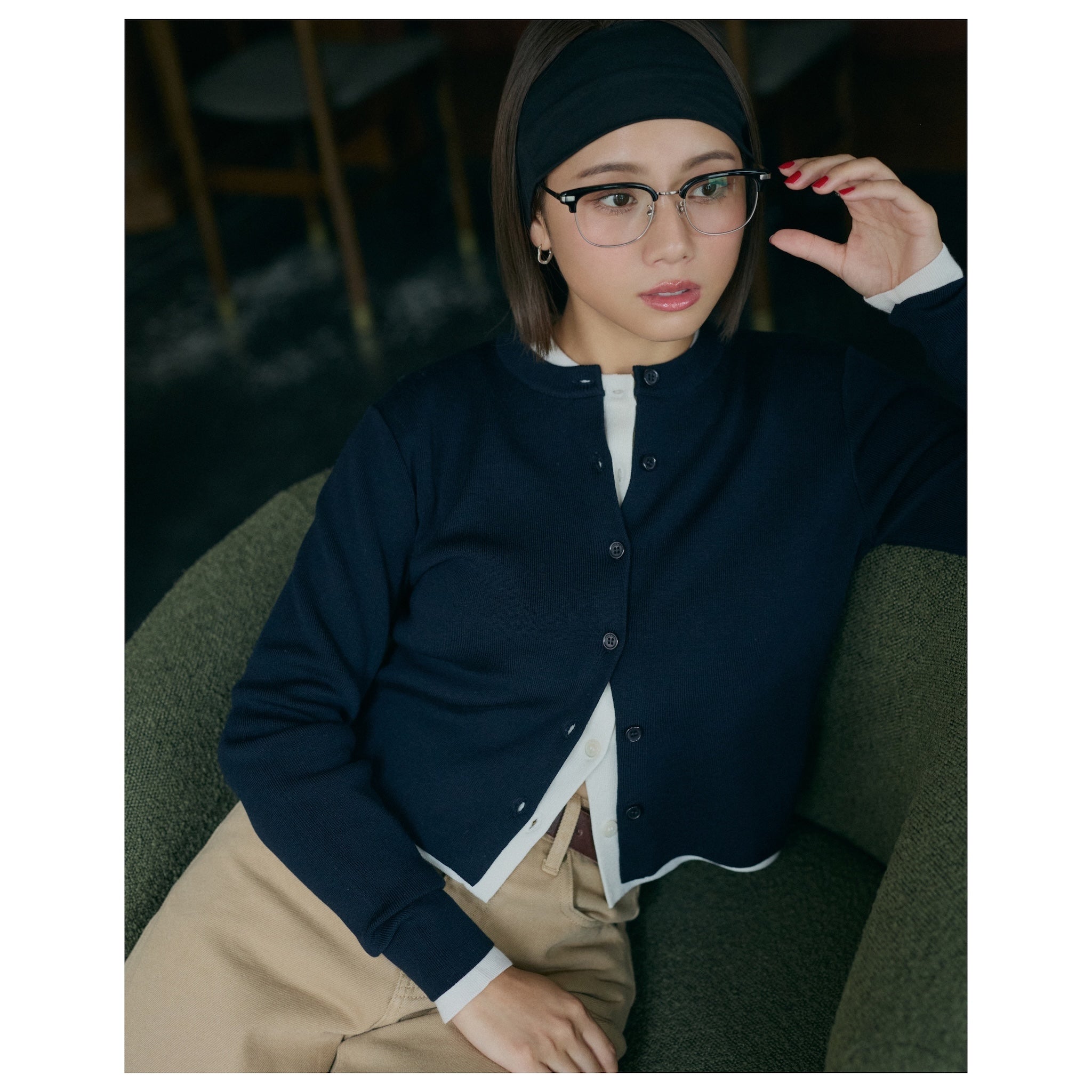 collab NAIA woolニットカーディガン