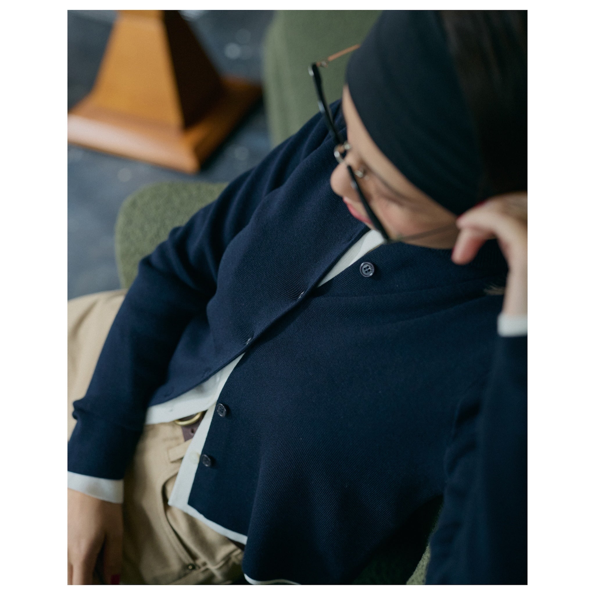 collab NAIA woolニットカーディガン