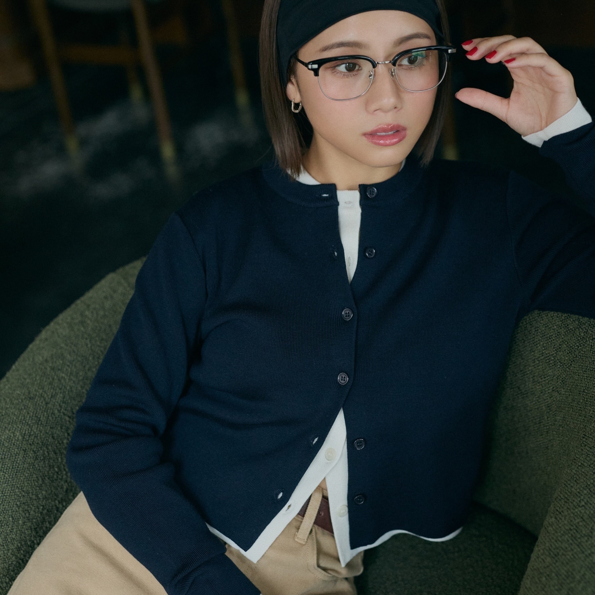 collab NAIA wool knit cardigan