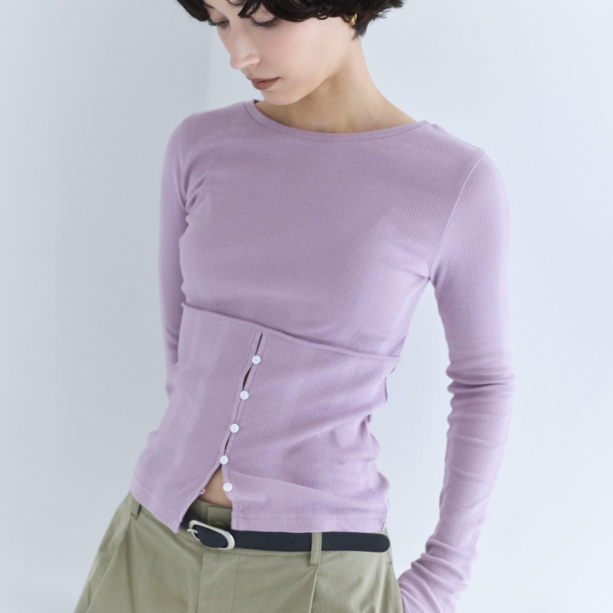 Soft sheerランダムRIBコルセットトップス