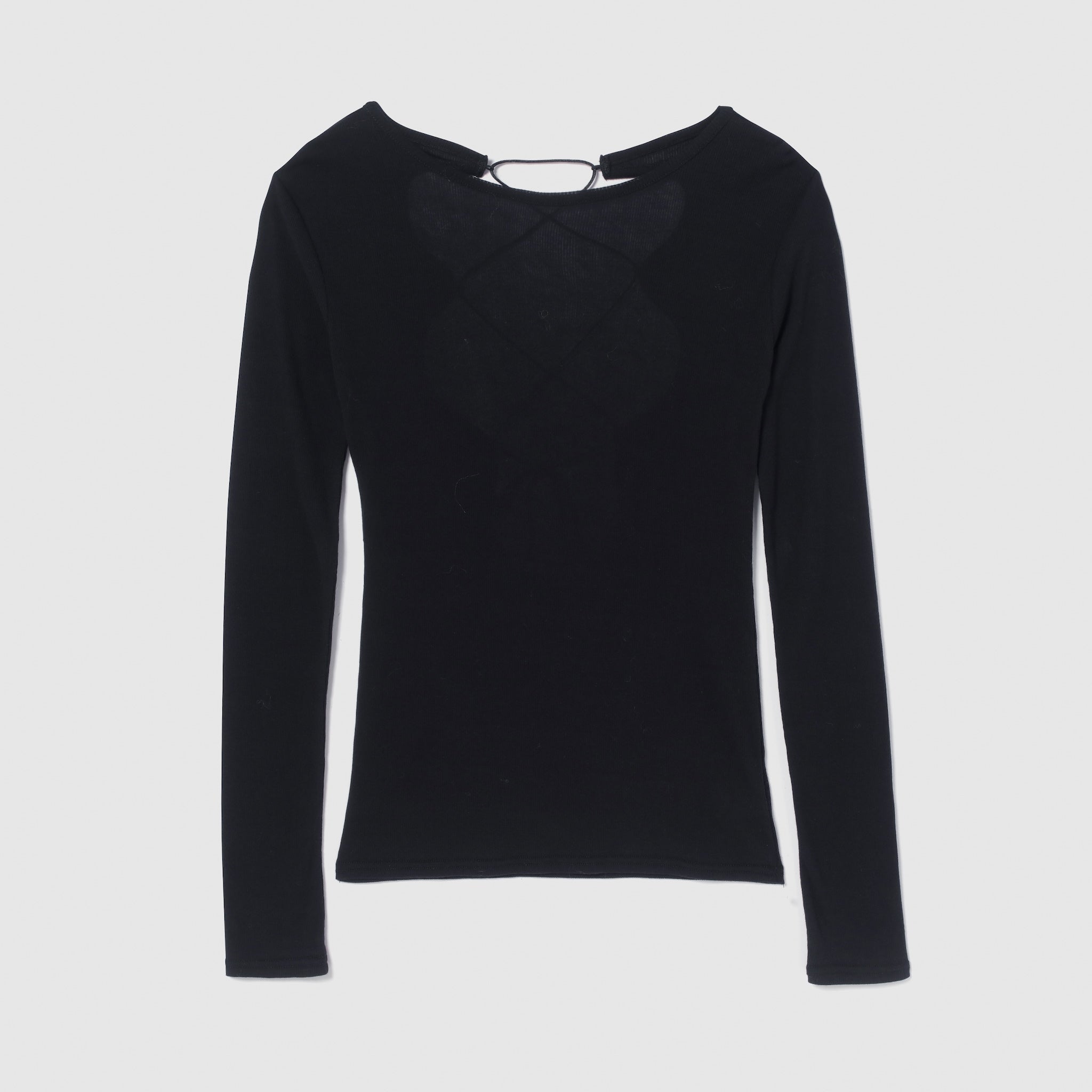 Soft sheer RIBレースアップトップス